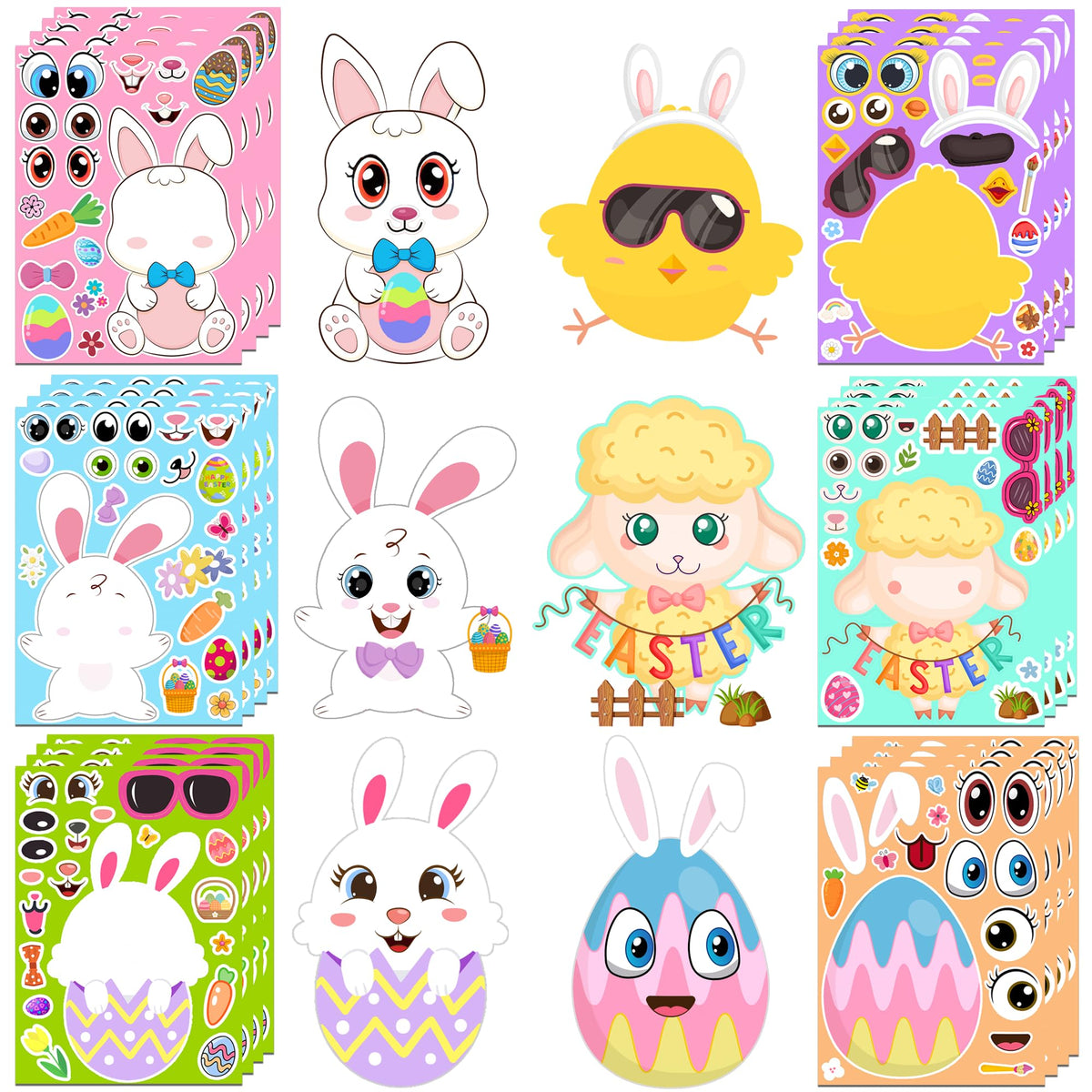 HSHFAMIIY 24 PCS Animal Face Stickers – DIY Decorative Animal Character Stickers for Crafts, Scrapbooking, Party Decorations, Gift Wrapping & Holiday Projects