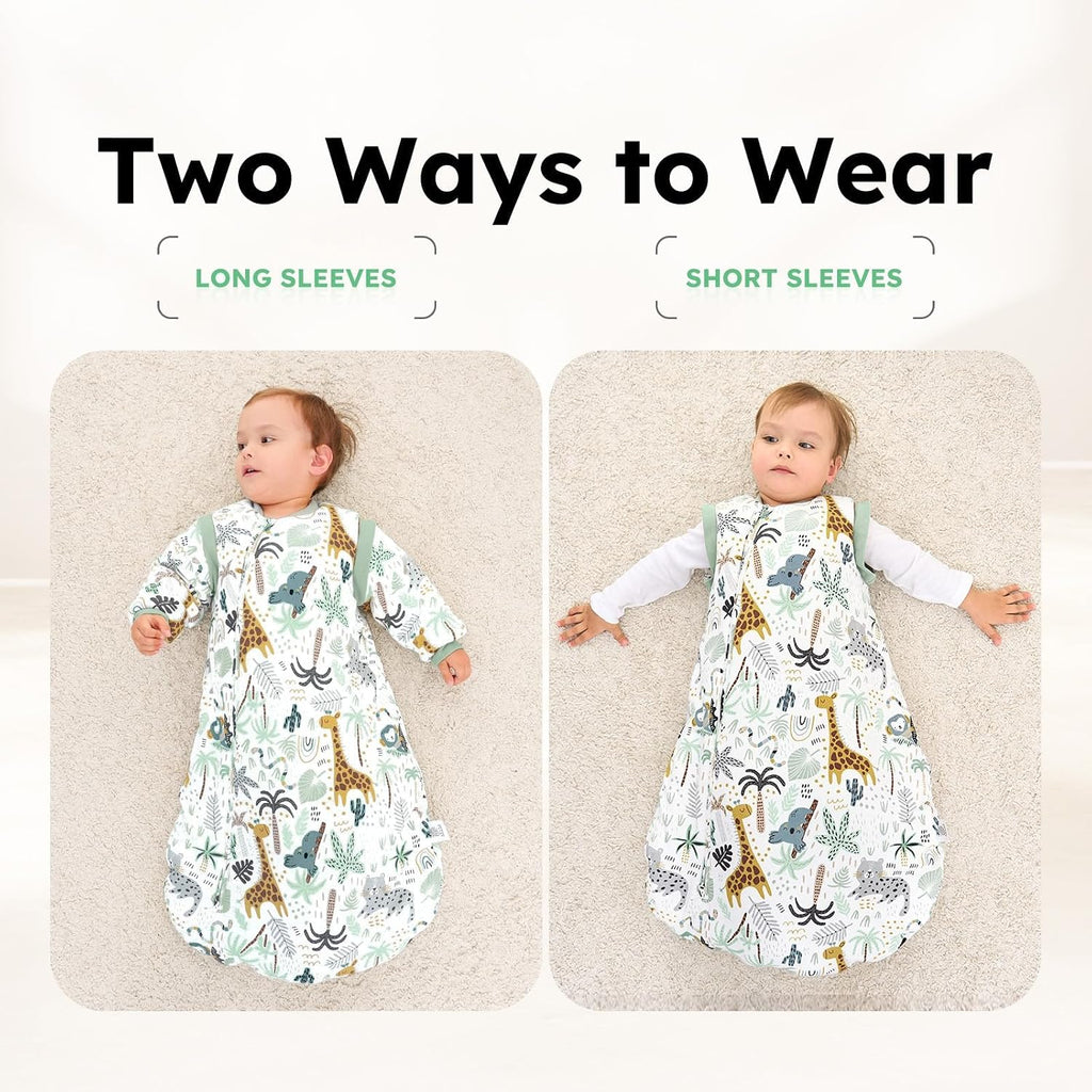 Yoofoss Baby Sleeping Bag 3.0 TOG - 6-12 Months Winter Sleeping Bag Baby with Removable Long Sleeves 100% Organic Cotton Sleep Sack Newborn Infant Toddler Giraffe