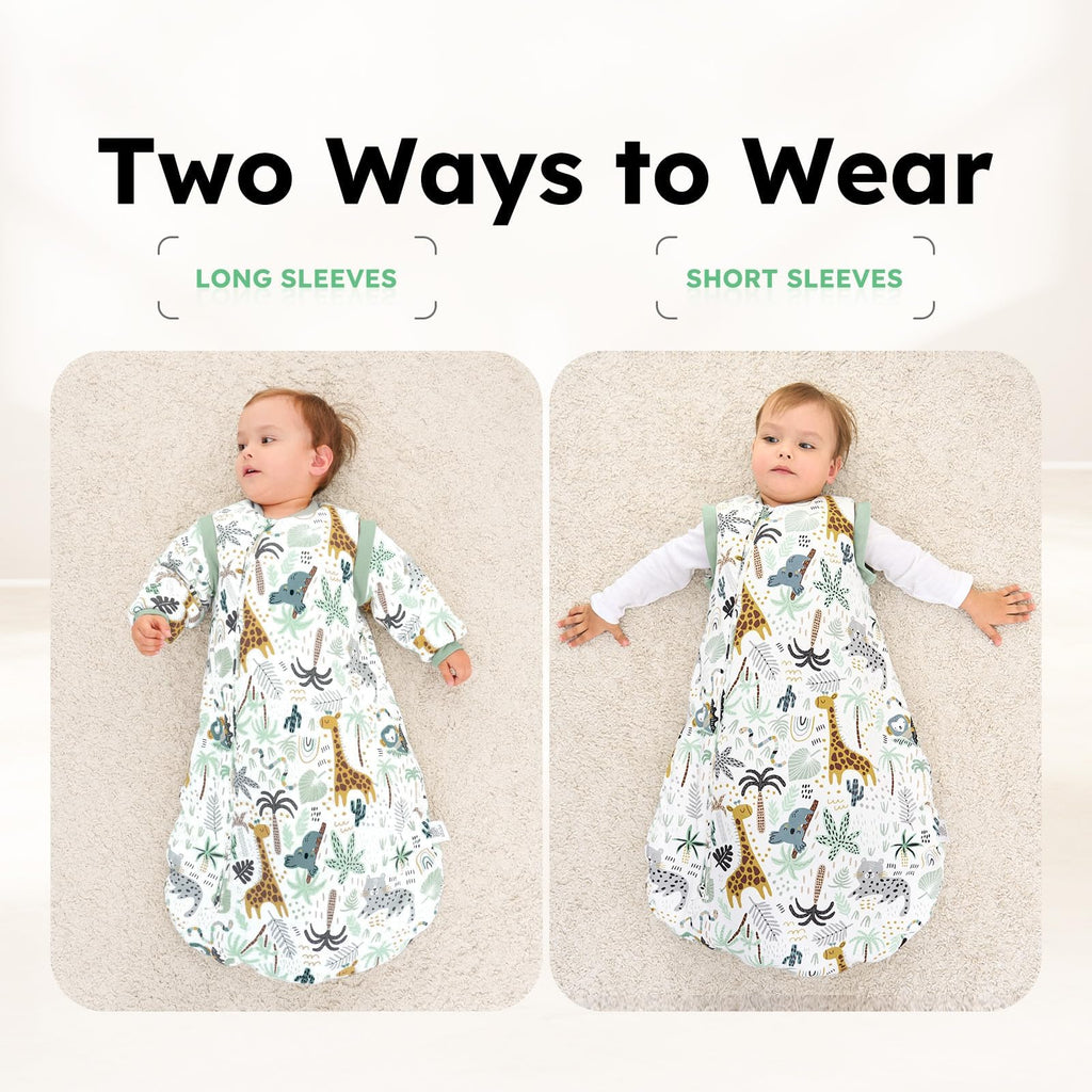 Yoofoss Baby Sleeping Bag 3.0 TOG - 6-12 Months Winter Sleeping Bag Baby with Removable Long Sleeves 100% Organic Cotton Sleep Sack Newborn Infant Toddler Giraffe