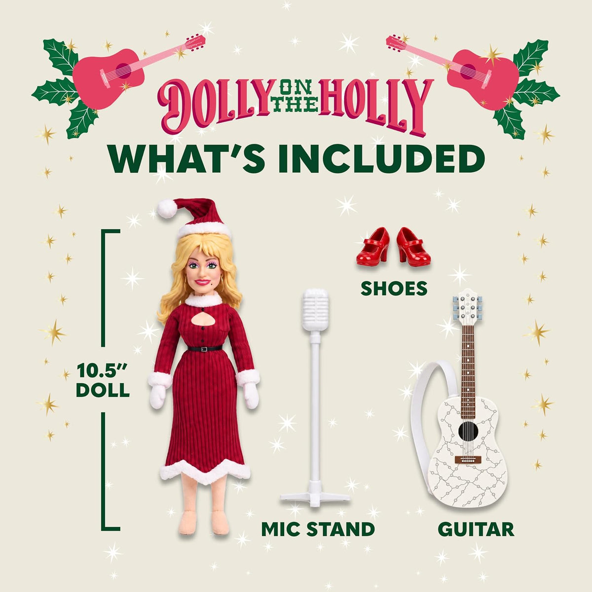Dolly on the Holly Plush Doll - Holiday Dolly Parton Mantel Doll