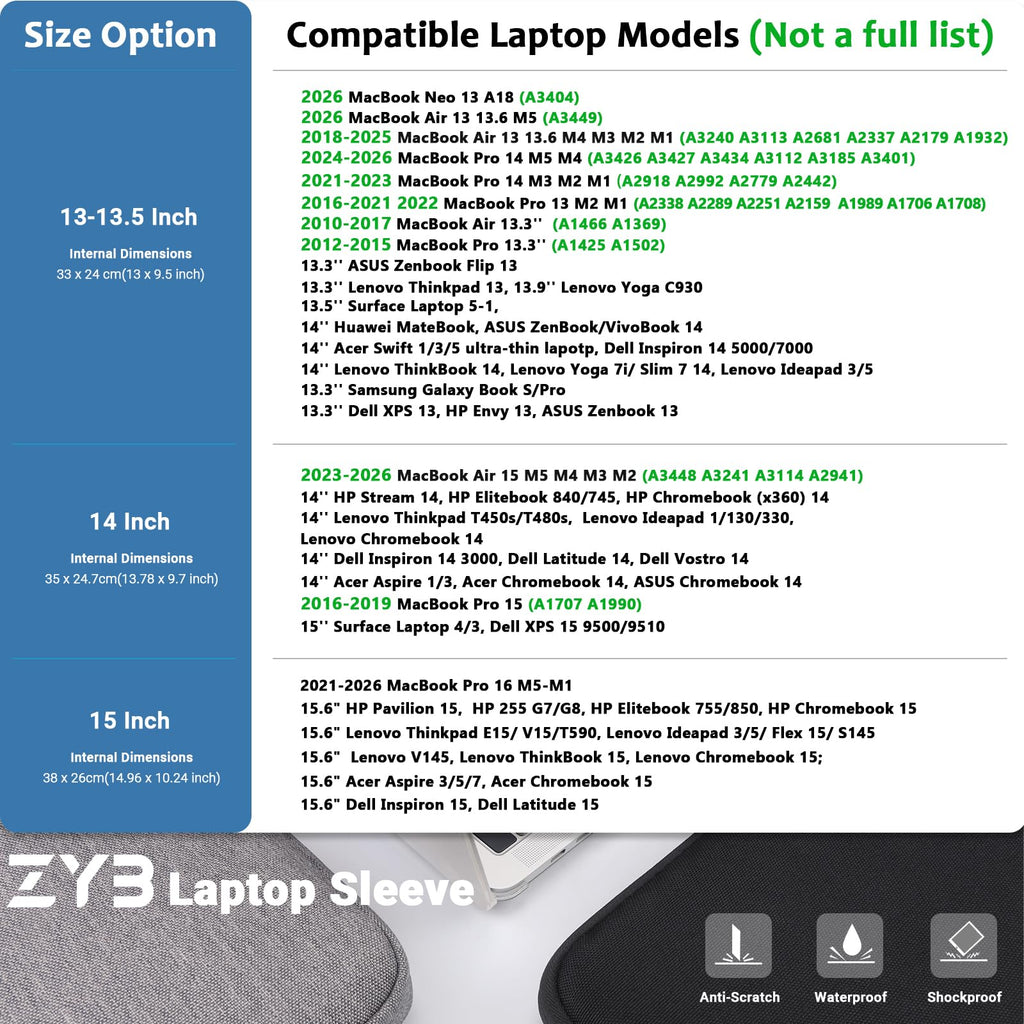 ZYB 16 Inch Laptop Sleeve Case,Shockproof Waterproof Notebook Case 16 Inch for 2021-2026 MacBook Pro 16 M5 M4 M3 M2 M1,16" Laptop Lenovo ThinkBook/IdeaPad HP Dell ASUS Acer Chromebook etc-Haze Blue