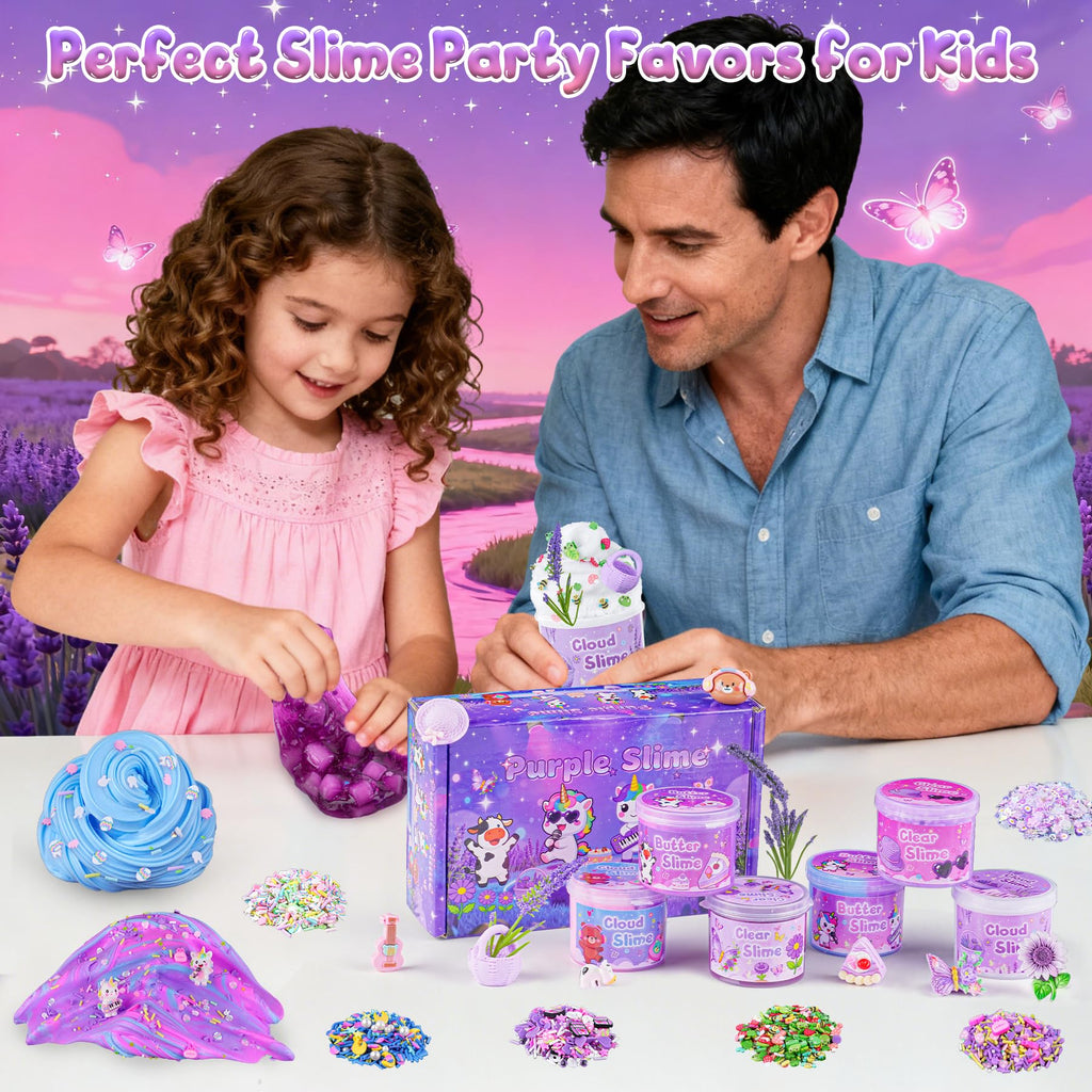6-Pack Pink Slime Kit for Girls, Cloud Butter Squishy Birthday Gift Set