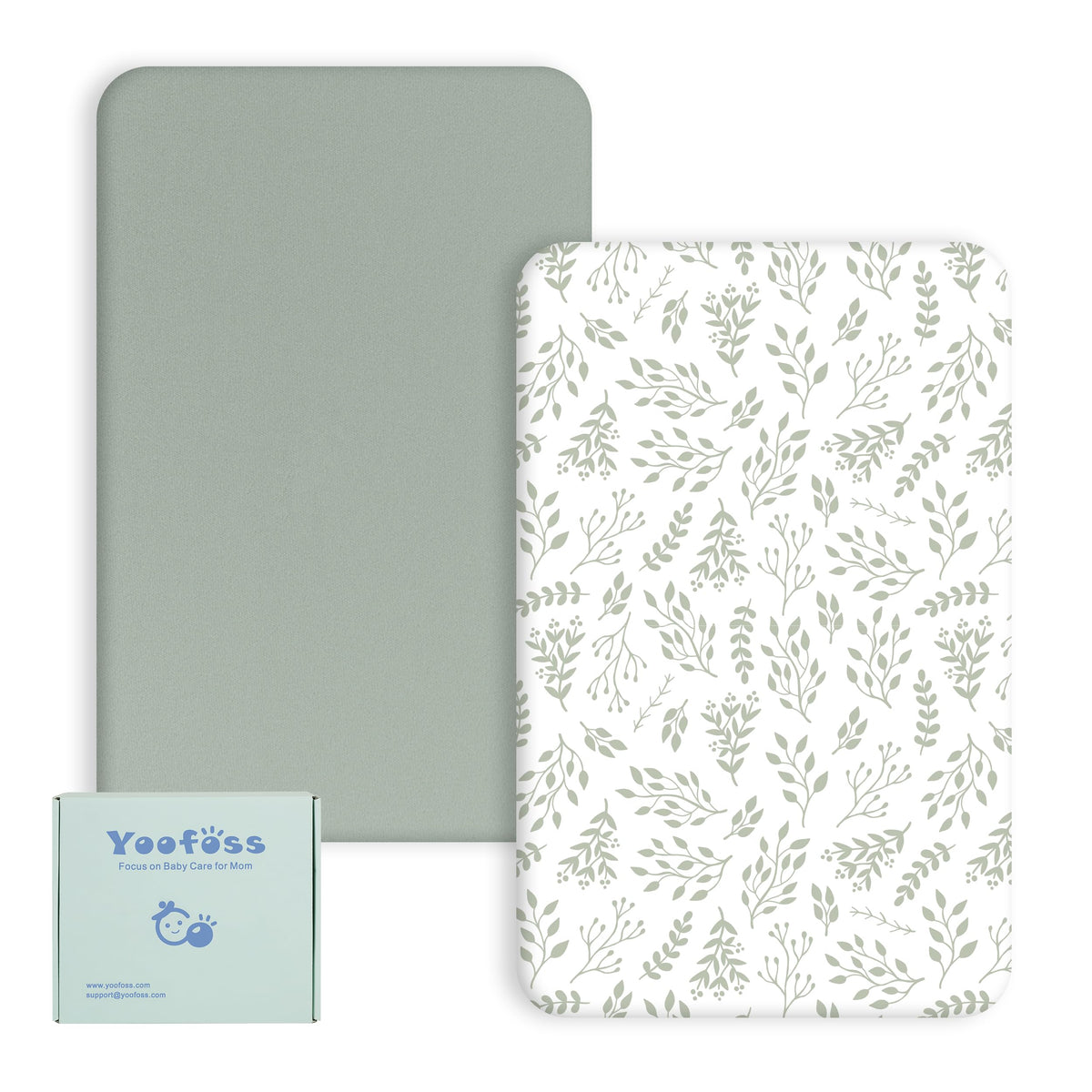 Yoofoss Travel Cot Fitted Sheets 65 x 95 cm, Compatible with Graco, Red Kite, Joie, Deryan Cots, Cozy Breathable Stretchy Microfiber Mattress Sheet, 2 Pack, Green Giraffes