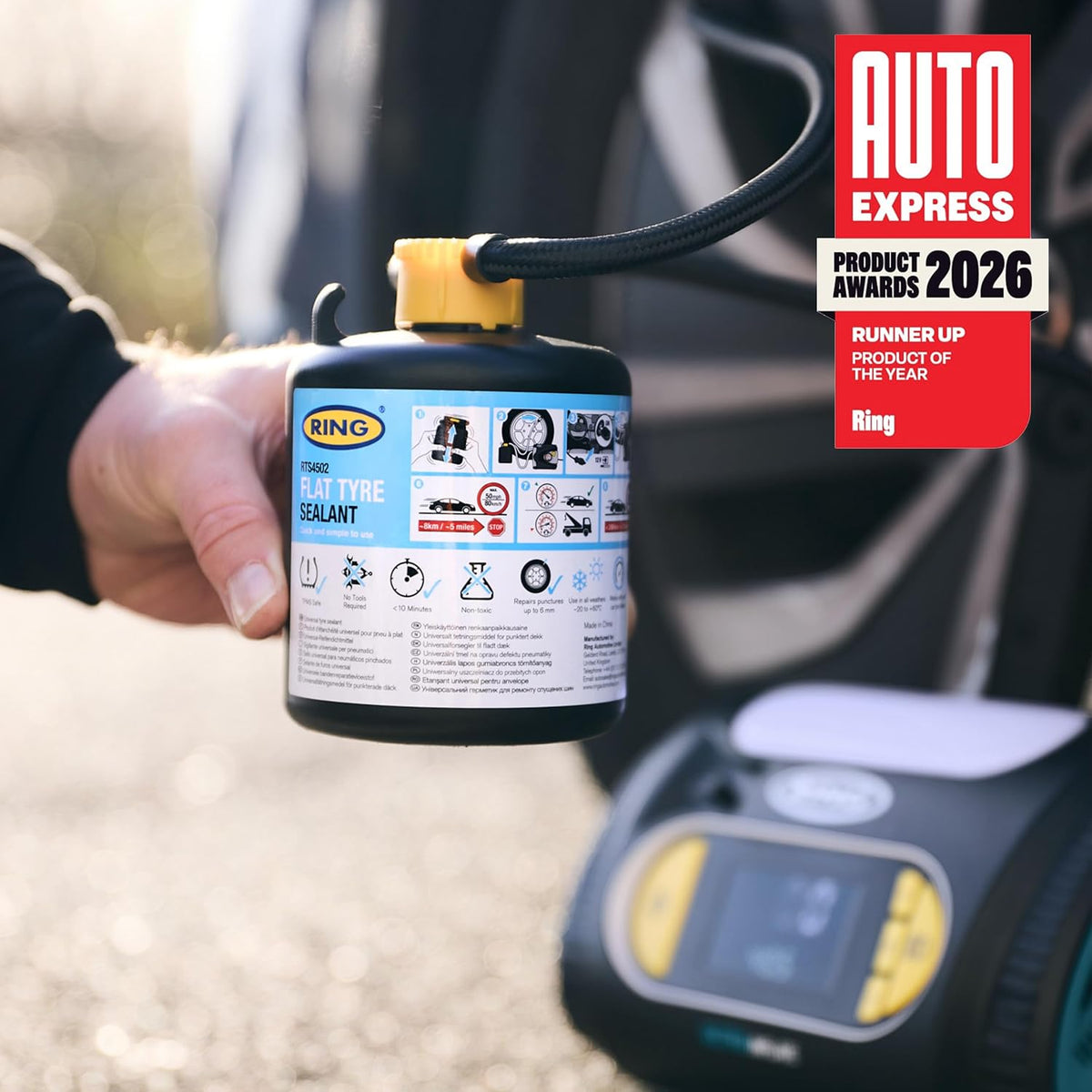 RING Flat Tyre Sealant, Quick & Easy Puncture Repair Kit