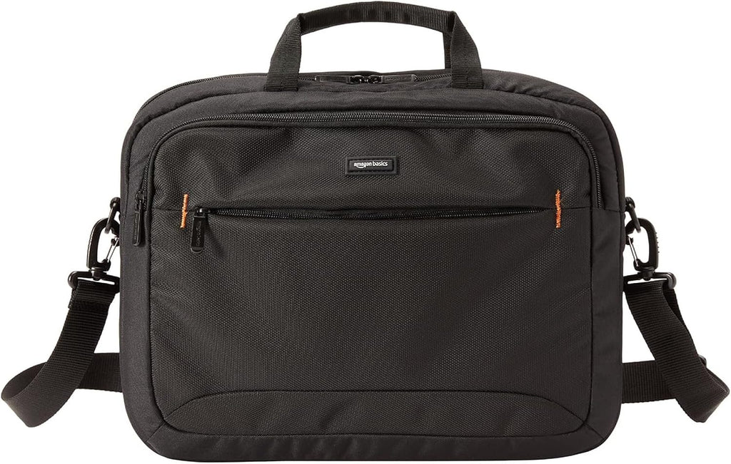 Amazon Basics Laptop Shoulder Bag, Slim 15.6 inch, Black, 1-Pack