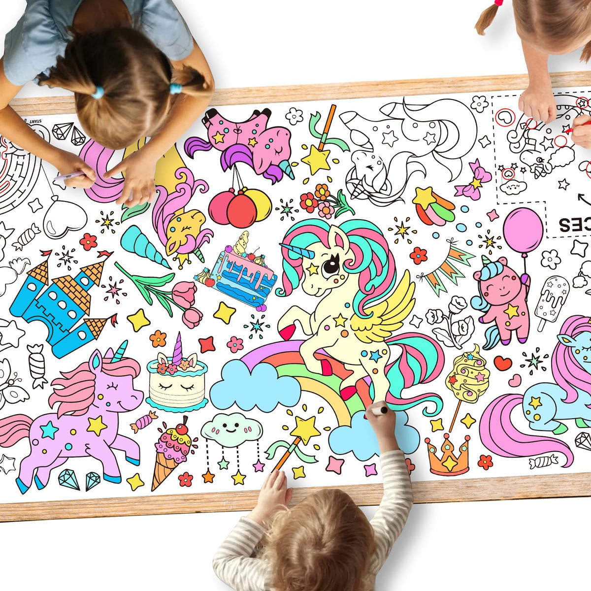 Gatherfun Ramadan Activity Poster & Home Decor - 31.5 x 72 Coloring Banner/Table Cover for Eid Mubarak Decoration, for School Parties & Ramadan Decoration
