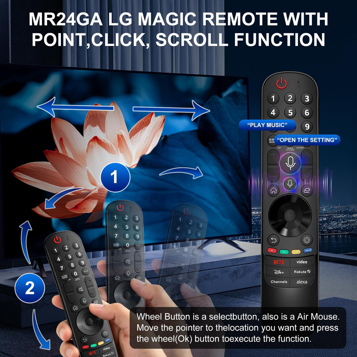 Magic Remote for LG-TV-Remote, Replacement for LG Smart TV Remote Control, AN-MR20GA Compatible Universal Remote Control with Voice, Pointer and Netflix/Prime Video Hotkeys