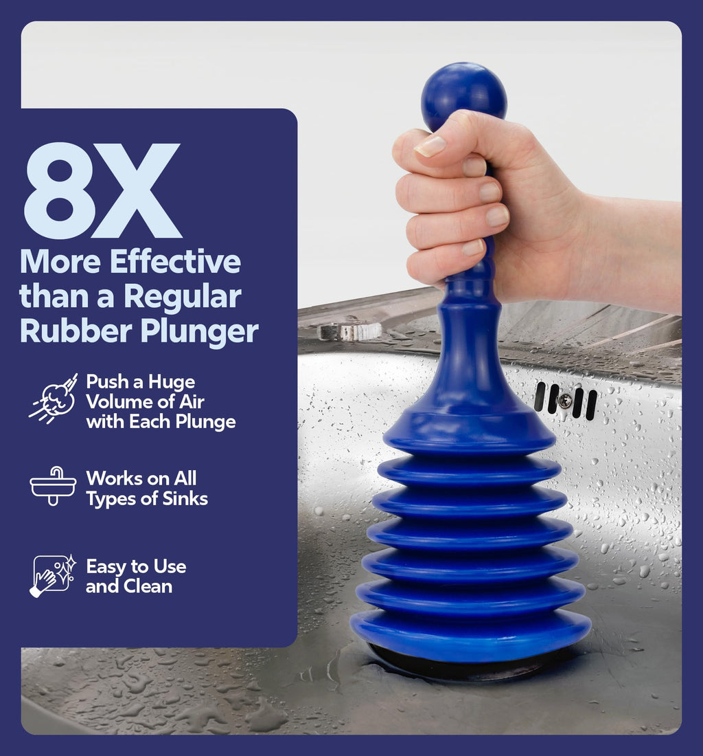 Luigi's Mini Sink Plunger for Unblocking Drains in Bathroom Kitchen Sink Bath and Shower - Small Powerful Commercial Style Plumbers Plunger - Bellow Plunger Sink Unblocker