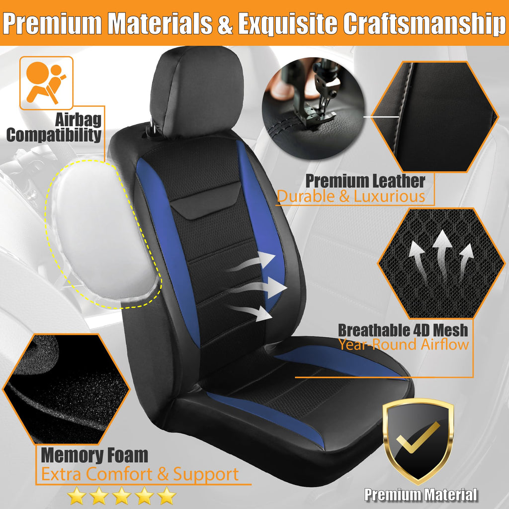 kingphenix 2 Pack Front Leather Car Seat Covers with Memory Foam