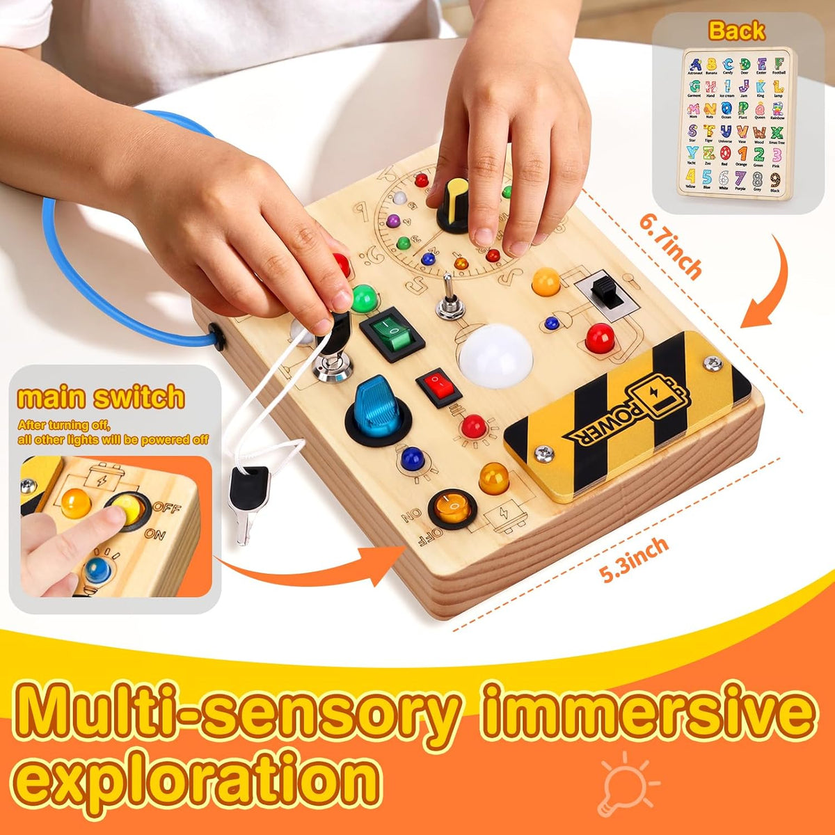 Grarain Busy Board for Toddlers - Montessori Educational Toy for 1-3 Year Old Boys & Girls | Travel-Friendly Sensory Learning Activity | Ideal for Kids with Autism(Busy Board v2)