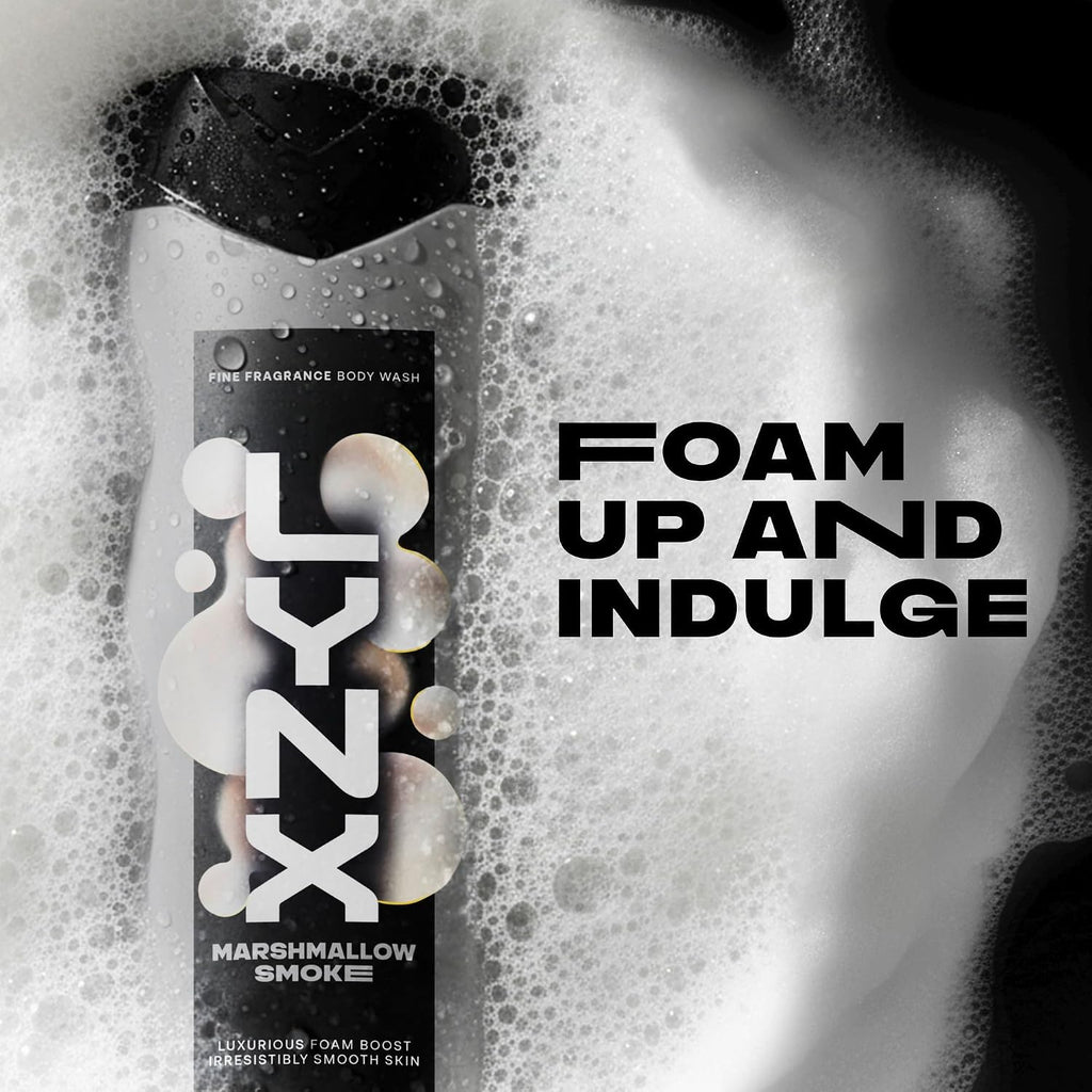 Lynx Fine Fragrance Marshmallow Smoke Premium Body Wash Shower Gel 6x 400ml