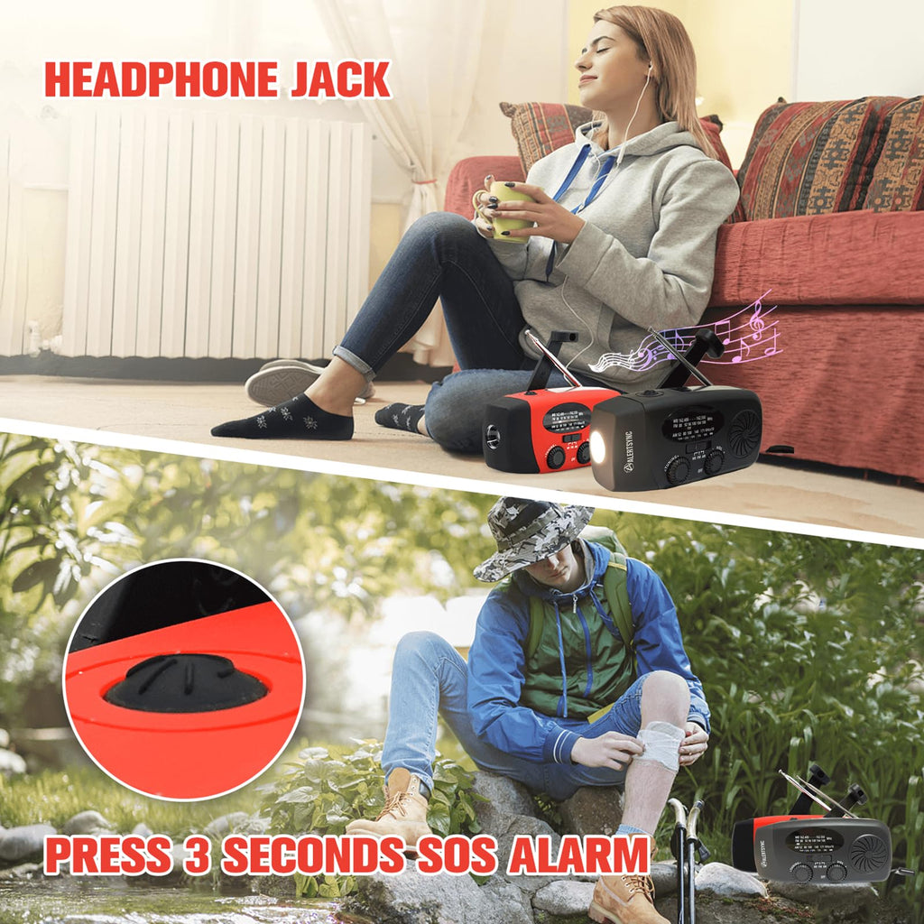 2000mAh Wind Up Solar Radio, Emergency Weather Radio,FM/AM Hand Crank Radio