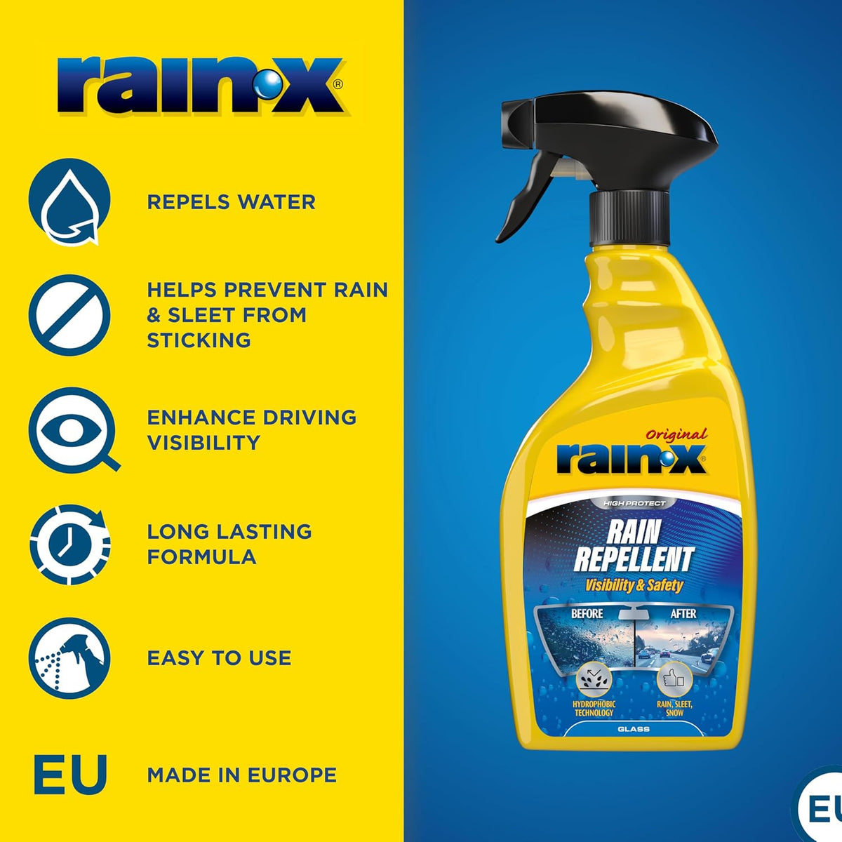 Rain-X Rain Repellent - Superior Visibility & Water Repellency - 500ml