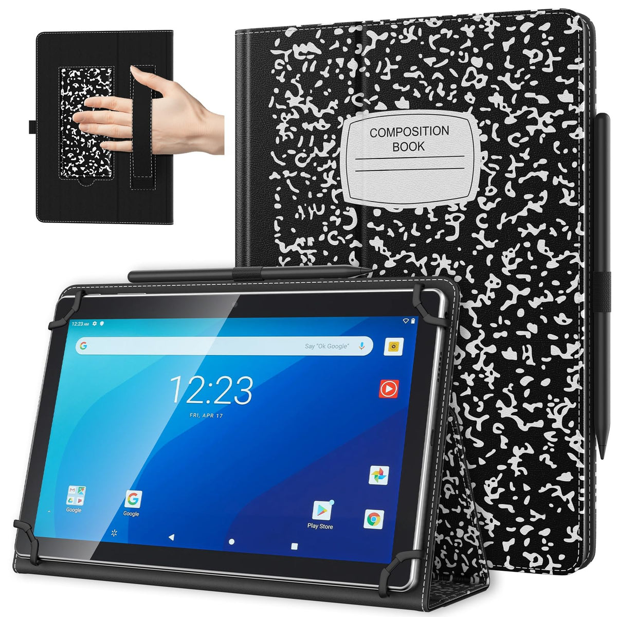 TiMOVO Universal Case for 10.1 Inch Android Tablet, Flowers on Purple