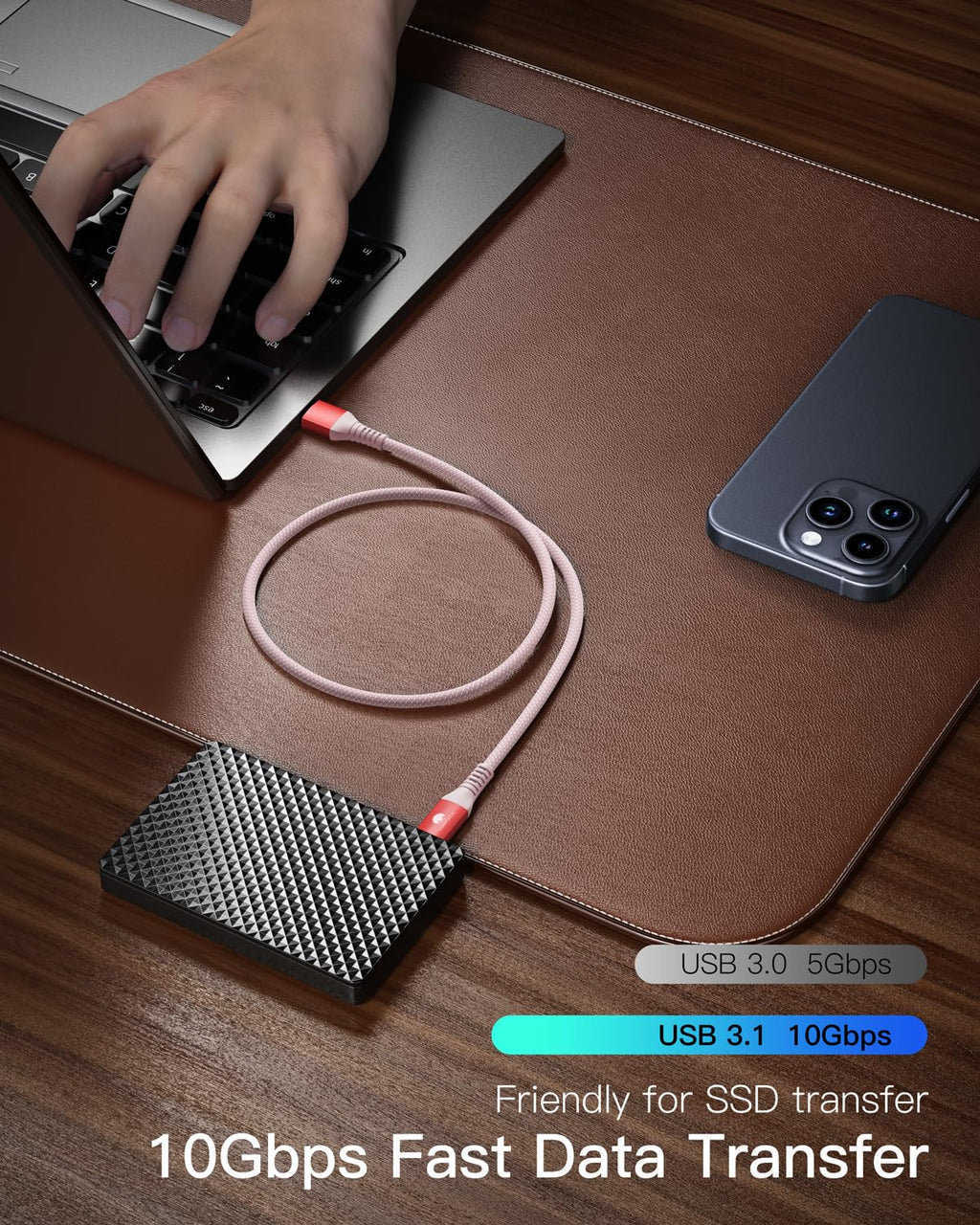 CONMDEX [Upgrade 2Pack USB C Cable UP to 10Gbps USB C 3.1 Gen2 USB A Android Auto Cable 3A Fast Charging Sync Data Transfer Cord for Samsung Galaxy S24/S23/S22/S21 Note 20/10/9/8 Tab S9 Pixel 9-1M