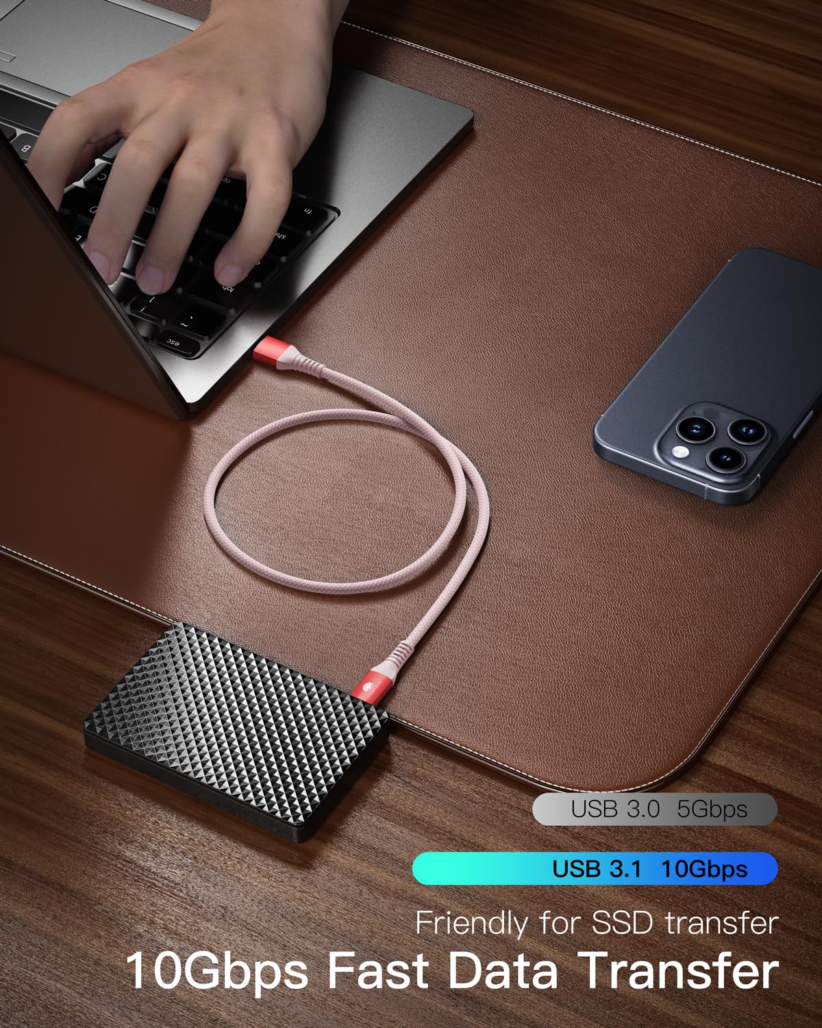 CONMDEX [Upgrade 2Pack USB C Cable UP to 10Gbps USB C 3.1 Gen2 USB A Android Auto Cable 3A Fast Charging Sync Data Transfer Cord for Samsung Galaxy S24/S23/S22/S21 Note 20/10/9/8 Tab S9 Pixel 9-1M