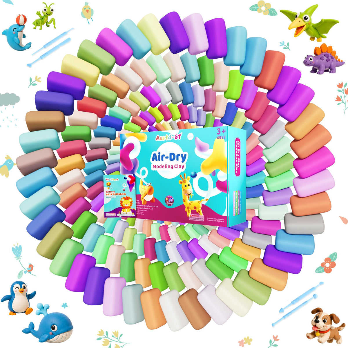 Aestd-ST Air Dry Clay 66 Colors, Modeling Clay for Kids, DIY Magic Clay