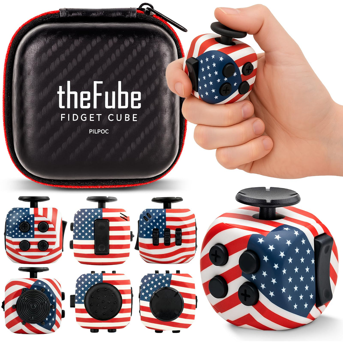 PILPOC theFube Fidget Cube Handy Anxiety Toys for Kids and Adults (Black)