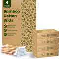 400 Bamboo Cotton Buds |100% Eco-Friendly Biodegradable | Cotton Wool Buds | Compostable Bamboo Earbuds | Recycled Plastic Free Packaging | Cotton Buds Bamboo | Cotton Ear Buds | 400 x Ear Buds Cotton