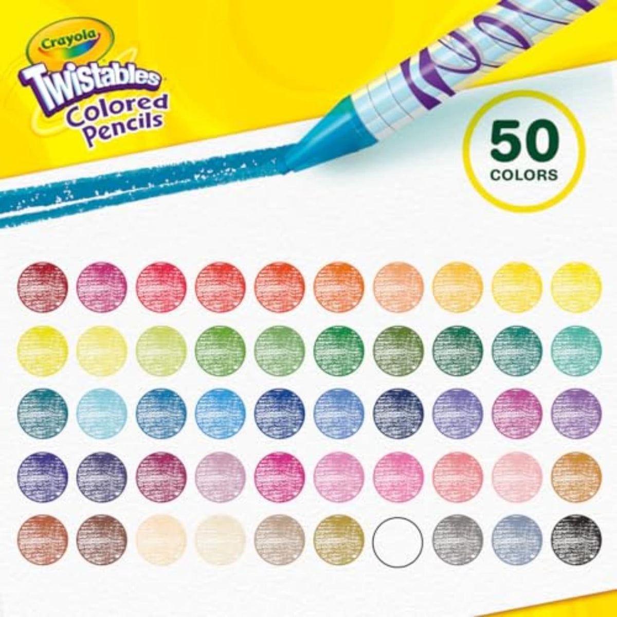 Crayola Twistables Colored Pencil Set (50ct), Cool Back to School Supplies for Kids, No Sharpen Colored Pencils for Girls & Boys, 4+ [Amazon Exclusive]