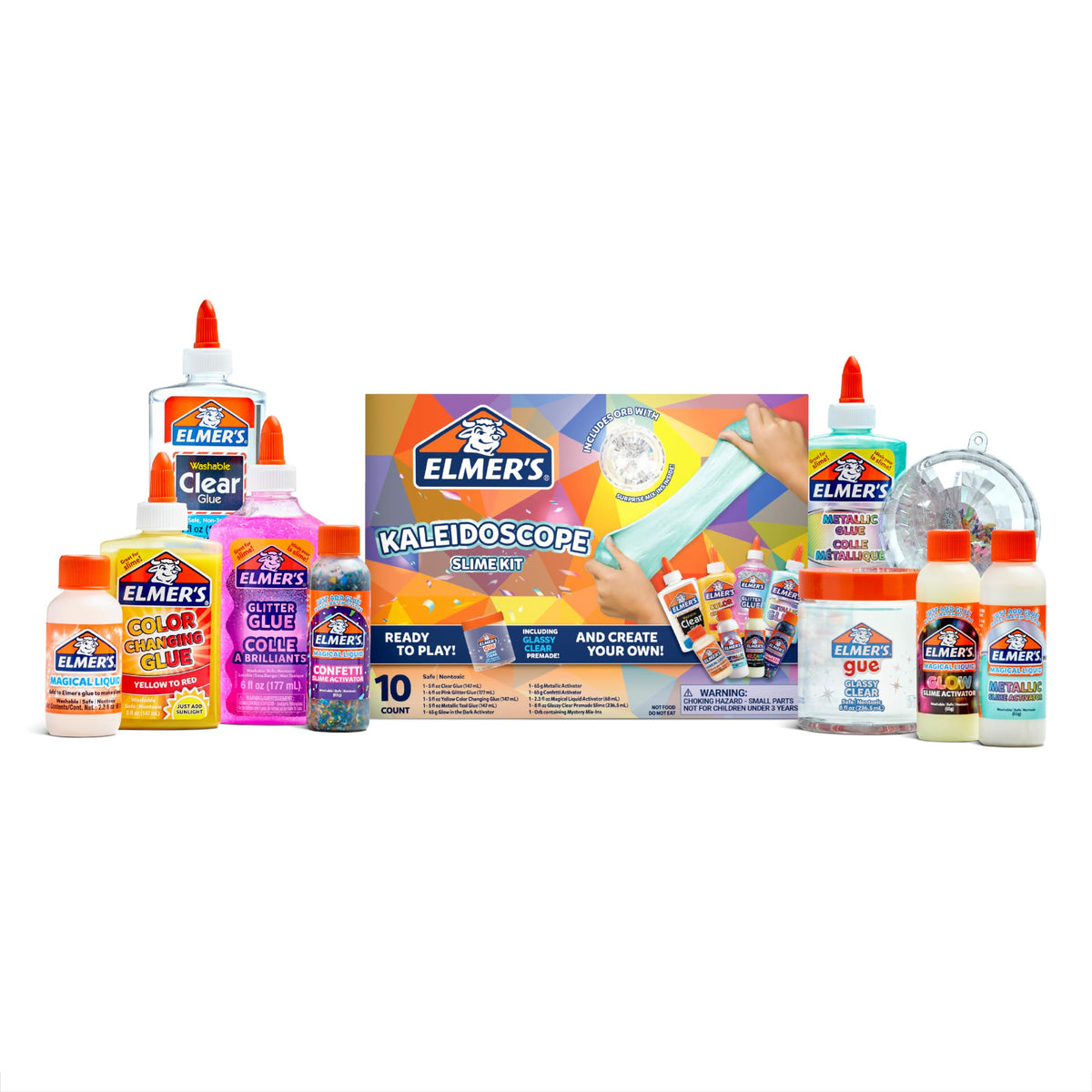 Elmer's Color Rush Slime Kit, Includes Liquid Glue, Activator, Makes Color Changing, Glow in The Dark, Butter Slime and More, 10 Piece Kit - Perfect for Birthday Parties, Gift Idea, Kids Activity