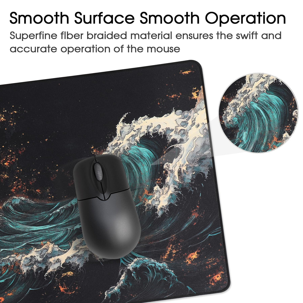Gaming Mouse Mat Desk Office Mouse Pad Large Size 800x300x3mm Comfortable Mousepad with Smooth Cloth Surface, Improved Precision and Speed (80x30 Black)