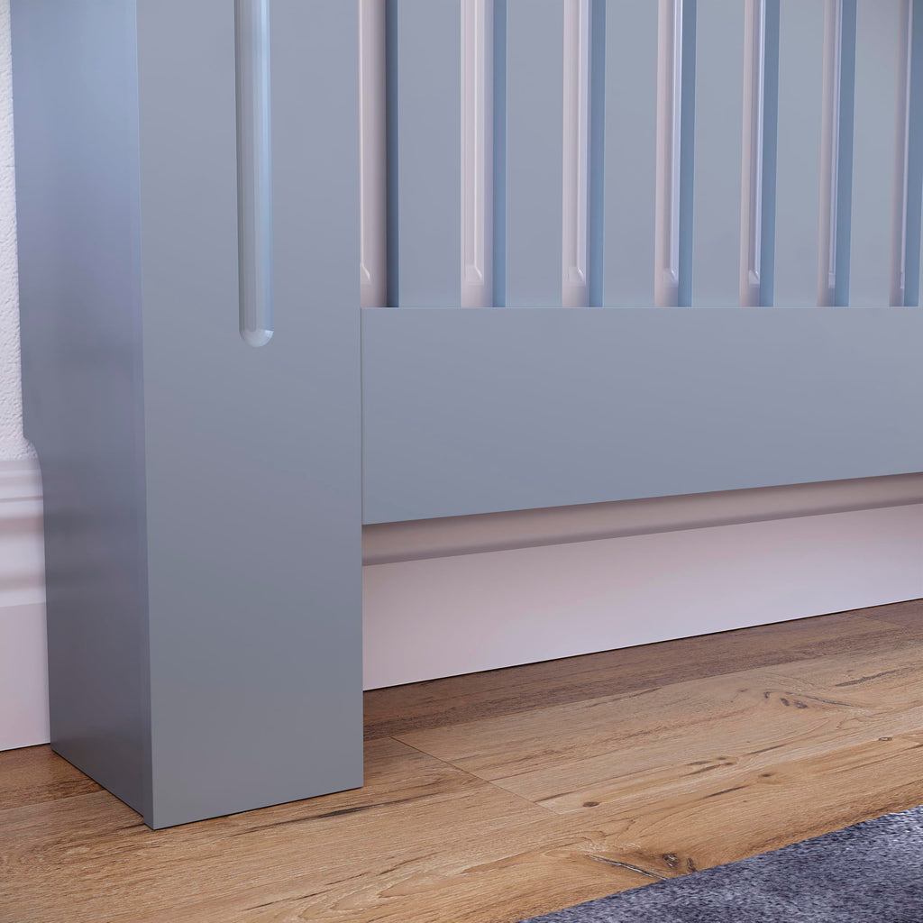 Vida Designs Chelsea Radiator Cover White - Medium - Modern Vertical Slat Design For Optimal Heat Circulation - H82xW111xD19cm - Painted MDF Cabinet Ideal For Living Room & Hallway