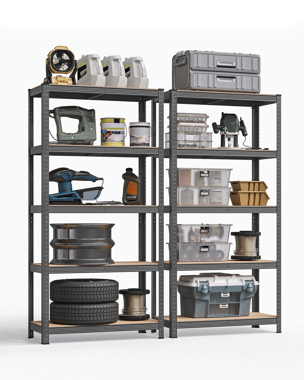 SONGMICS 5-Tier Heavy-Duty Shelving Units, Set of 2, Boltless Assembly
