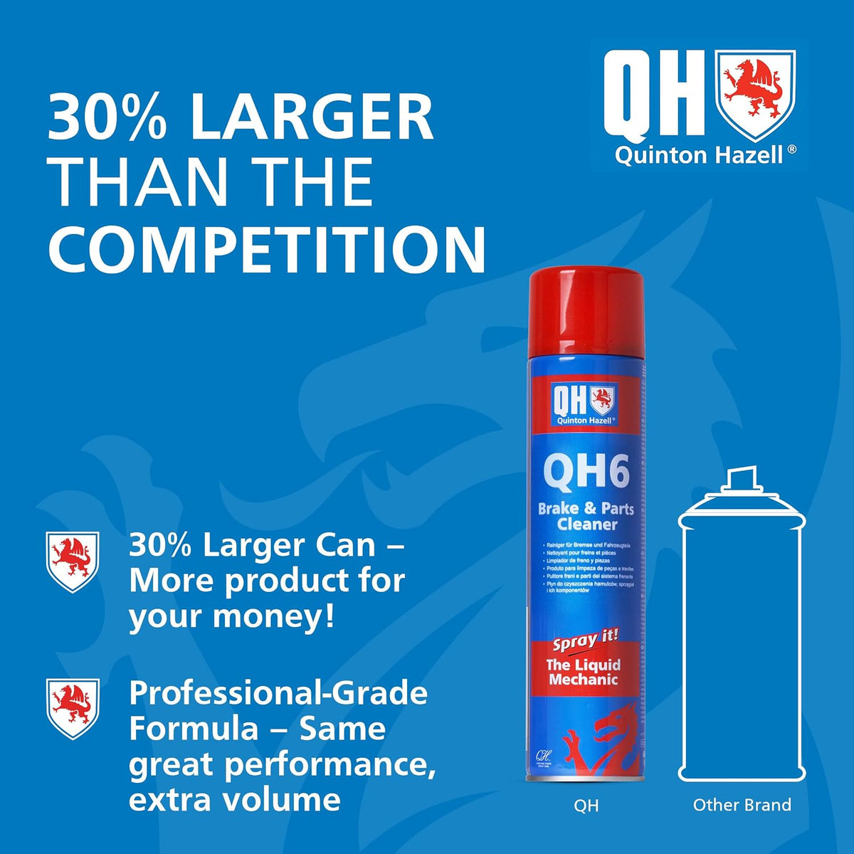 Quinton Hazell Brake Cleaner Spray 600 ml (Pack of 6) - QH6 Brake, Clutch & Parts Cleaner, Fast Drying Formula Removes Grease, Oil & Dirt, Stops Brake Squeal & Clutch Slip