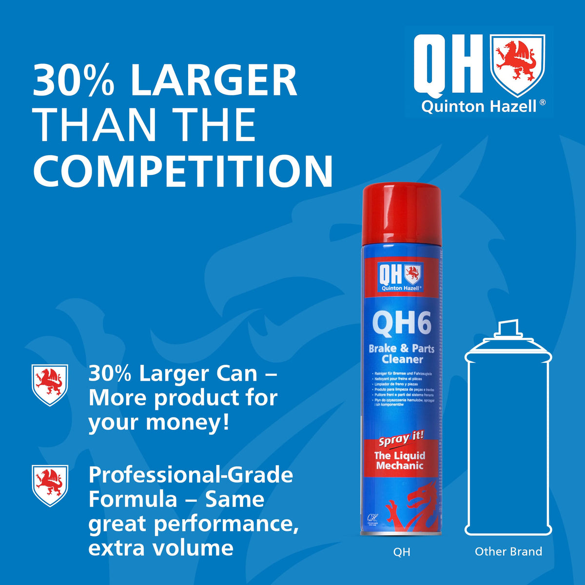 Quinton Hazell Brake Cleaner Spray 600 ml (Pack of 6) - QH6 Brake, Clutch & Parts Cleaner, Fast Drying Formula Removes Grease, Oil & Dirt, Stops Brake Squeal & Clutch Slip