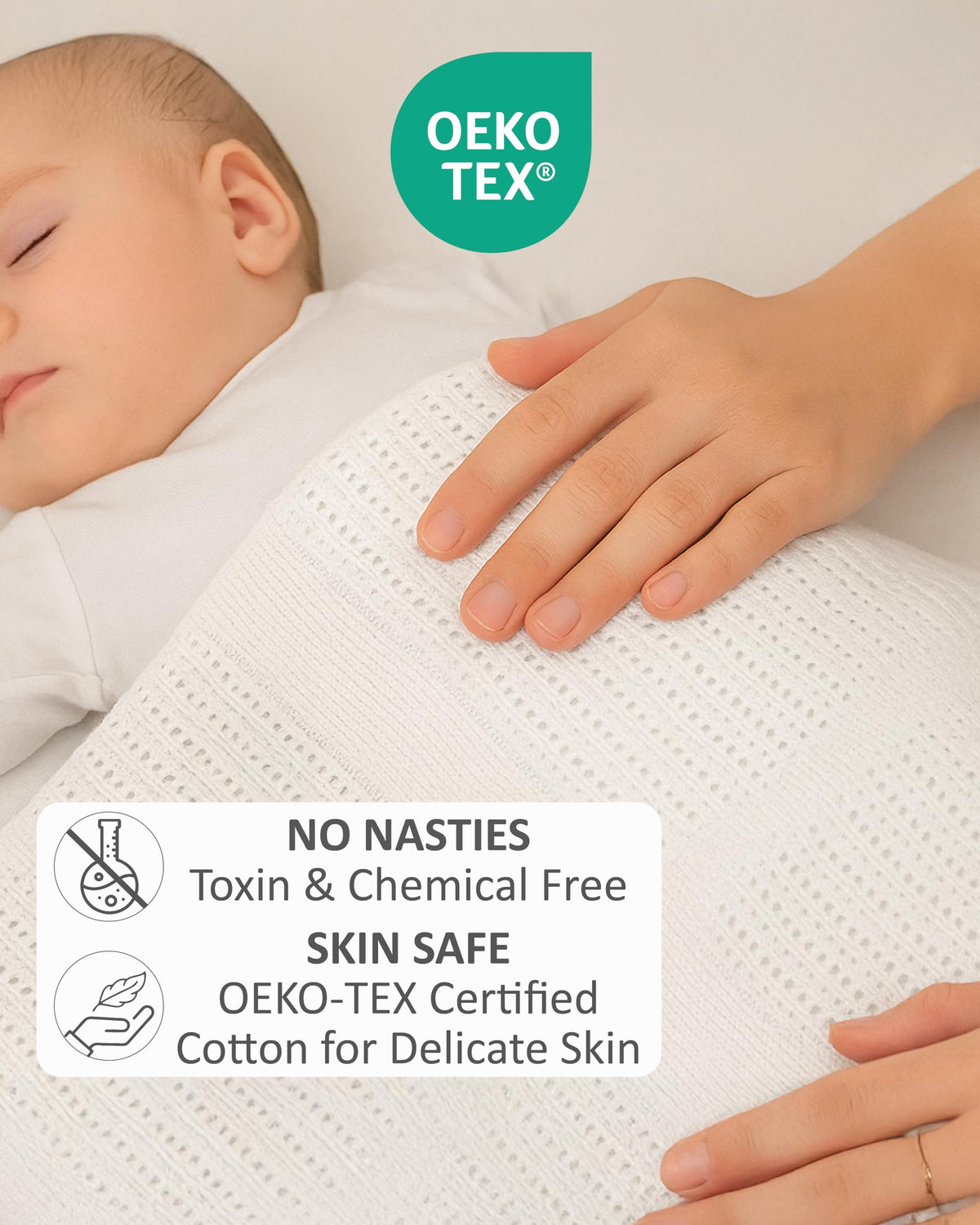Soft Touch Newborn Essentials 70 x 90cm Cotton Baby Cellular Blanket for Pram, Car Seat and Cot Bedding