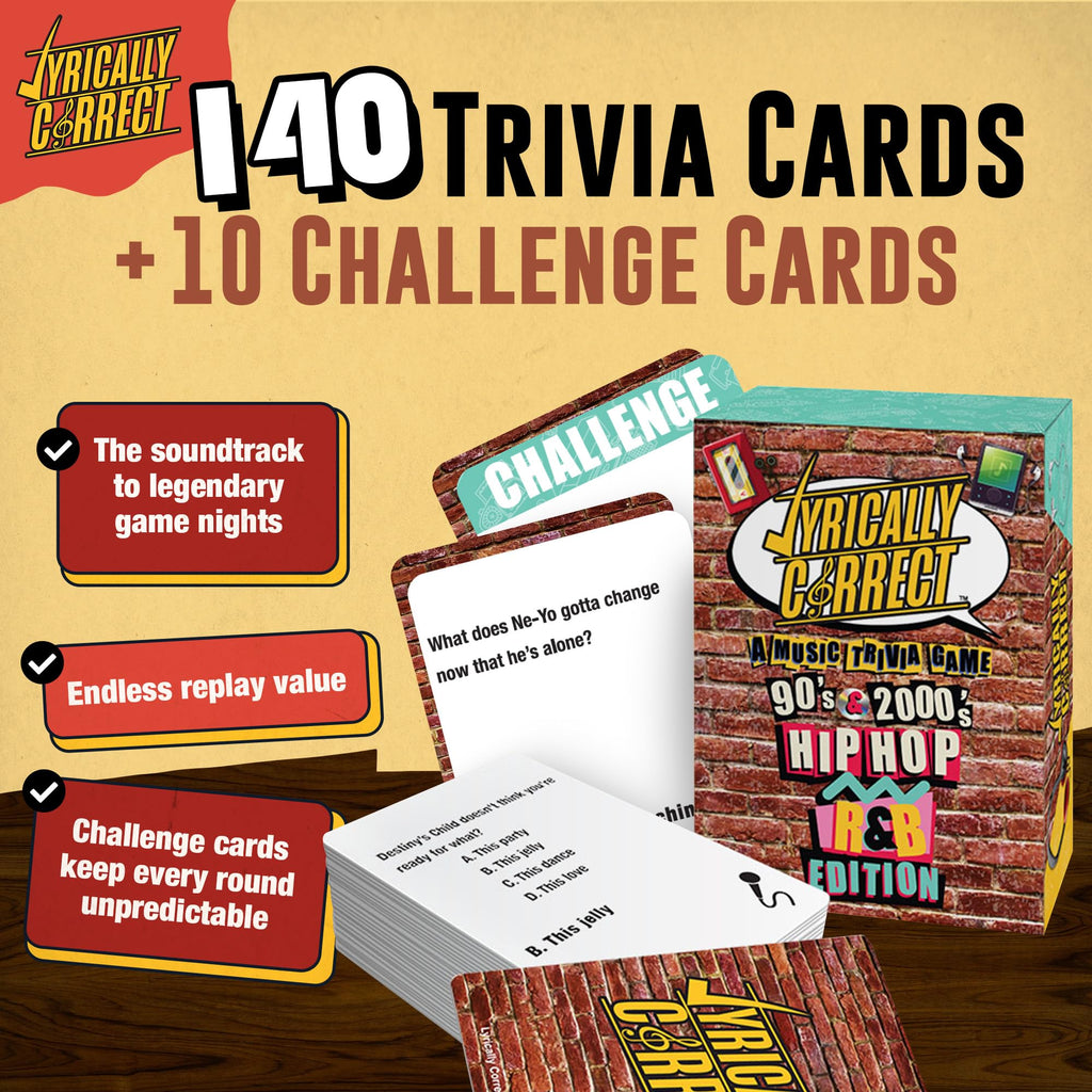 Lyrically Correct '90s & 2000s Pop Edition – Music Trivia Family Card Game