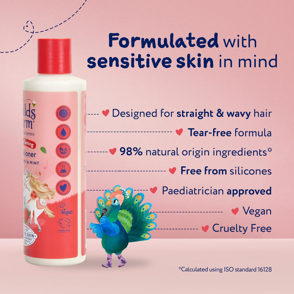 Childs Farm Tangle Taming Shampoo, Straight or Wavy Hair, Gentle and Tear Free, Strawberry and Mint, Kids, Baby, 250ml