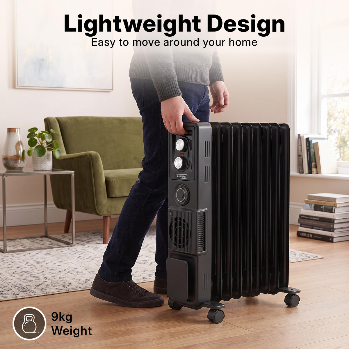 Dimplex ECR20TIE Oil Free Portable Radiator, 2kW Electric Heater, Timer