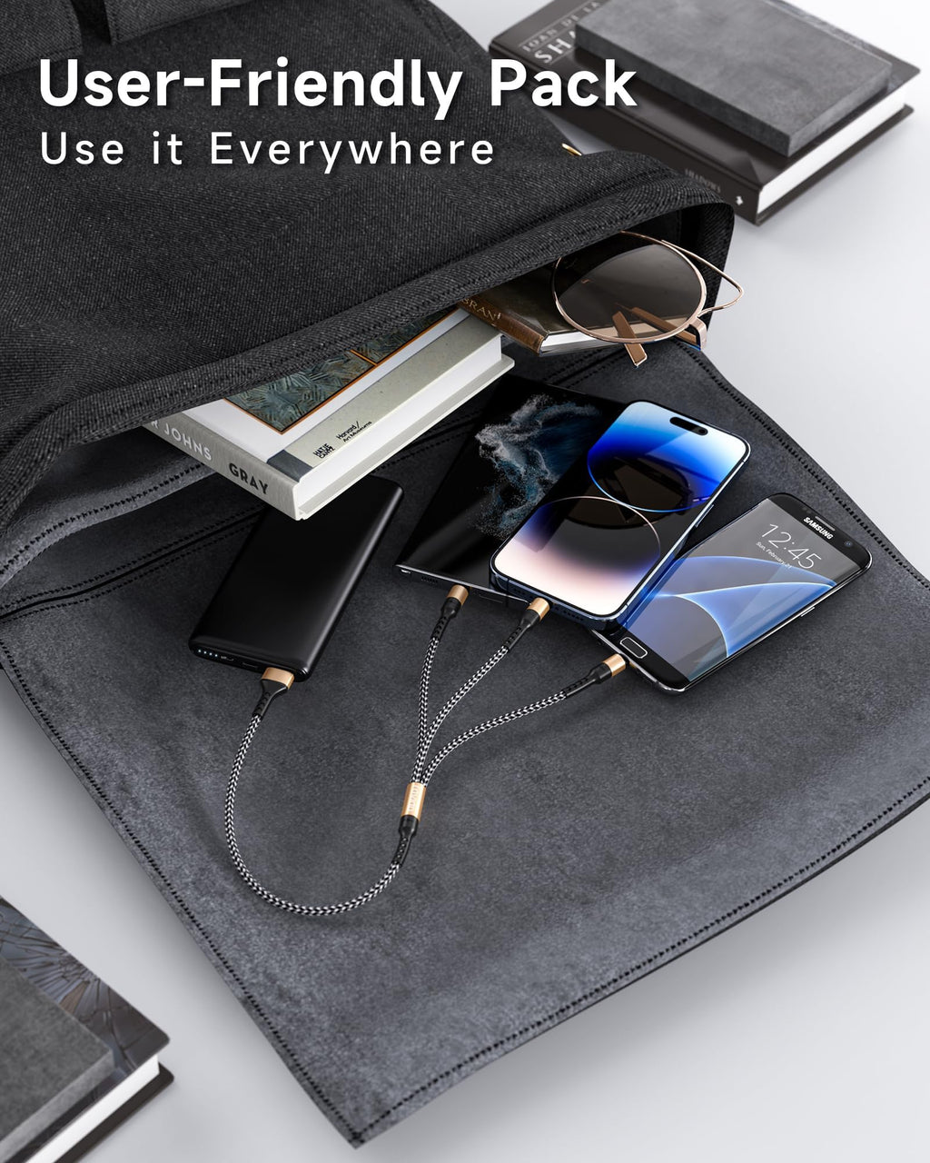RAVIAD Multi Charger Cable, 3 in 1 Charger Cable 3A USB Fast Charging Cord