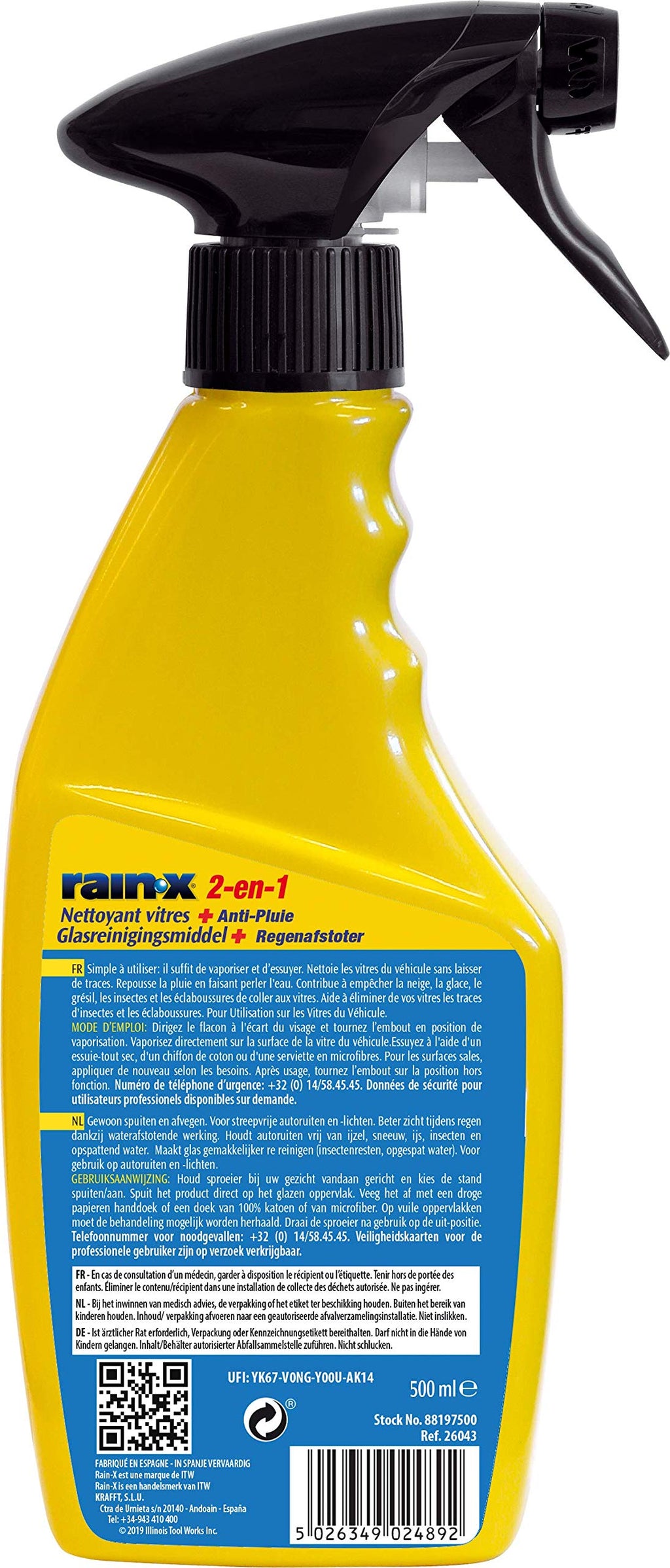 Rain-X 1830048 88197500 2-in-1 Glass Cleaner Plus Rain Repellent 500 ml, blue