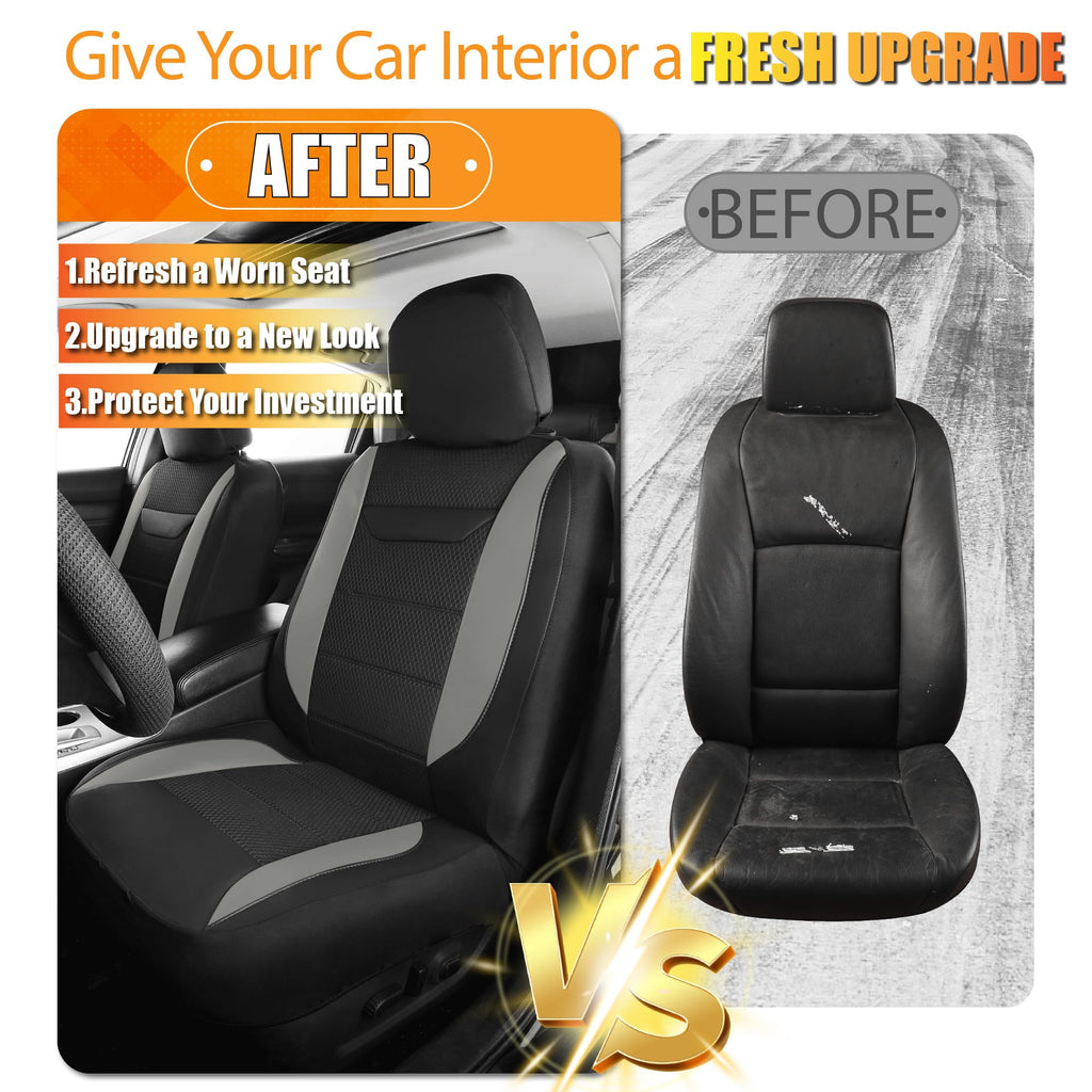 kingphenix 2 Pack Front Leather Car Seat Covers with Memory Foam
