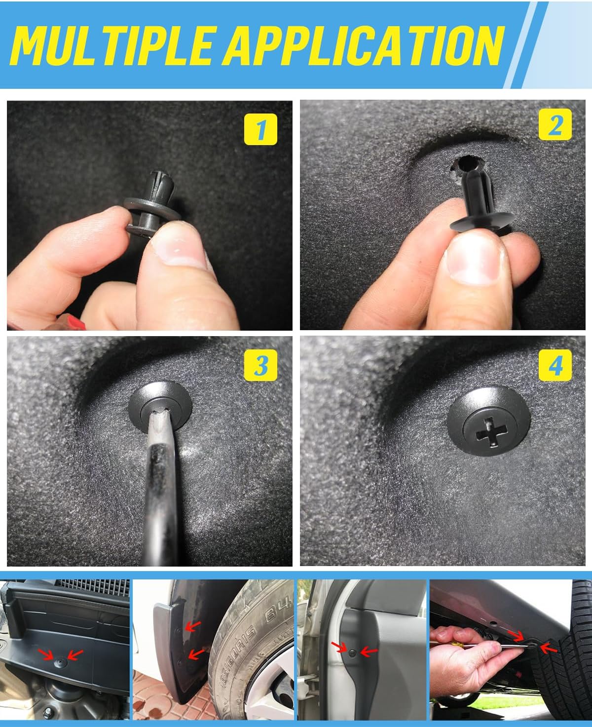 JatilEr 200 Pcs Car Body Trim Clips, H55 Car Panel Clips 6 Sizes