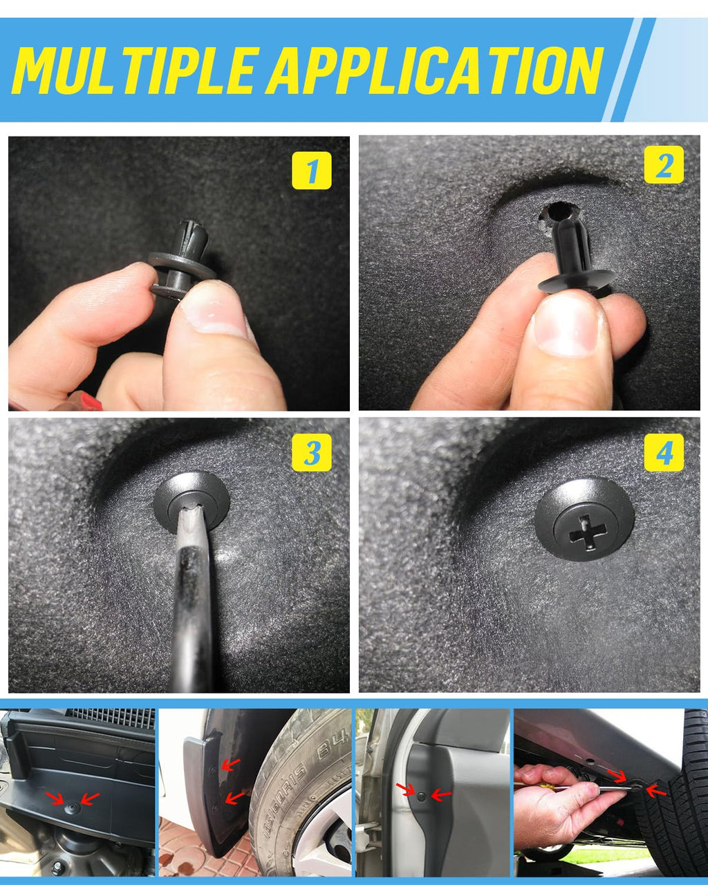 JatilEr 200 Pcs Car Body Trim Clips, H55 Car Panel Clips 6 Sizes