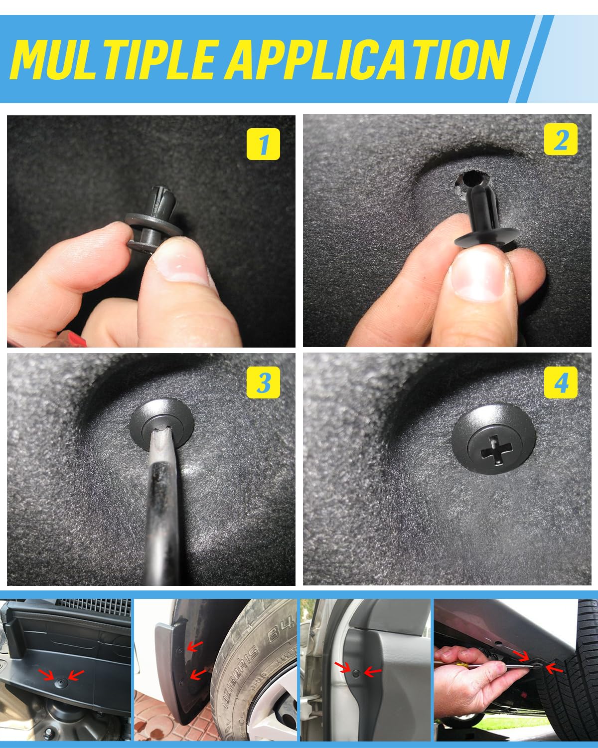 JatilEr 200 Pcs Car Body Trim Clips, H55 Car Panel Clips 6 Sizes