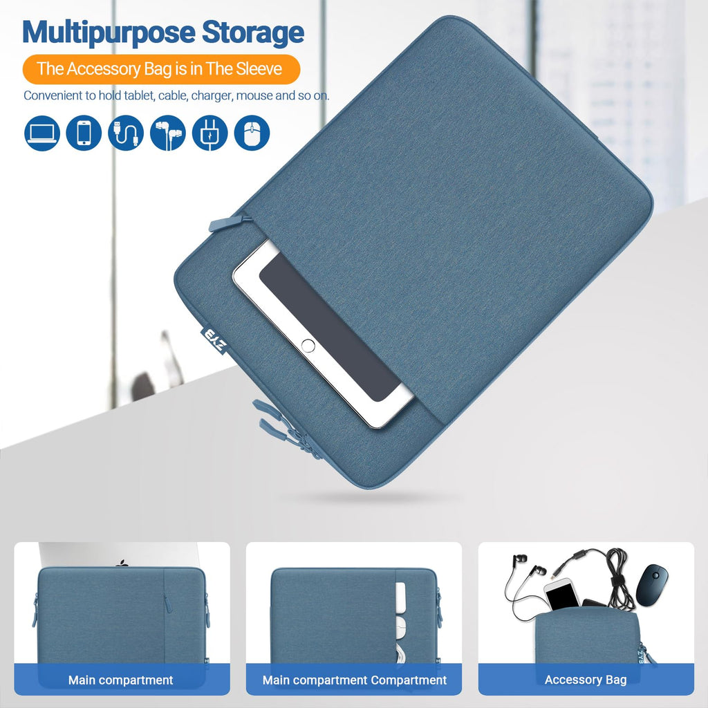 ZYB 16 Inch Laptop Sleeve Case,Shockproof Waterproof Notebook Case 16 Inch for 2021-2026 MacBook Pro 16 M5 M4 M3 M2 M1,16" Laptop Lenovo ThinkBook/IdeaPad HP Dell ASUS Acer Chromebook etc-Haze Blue