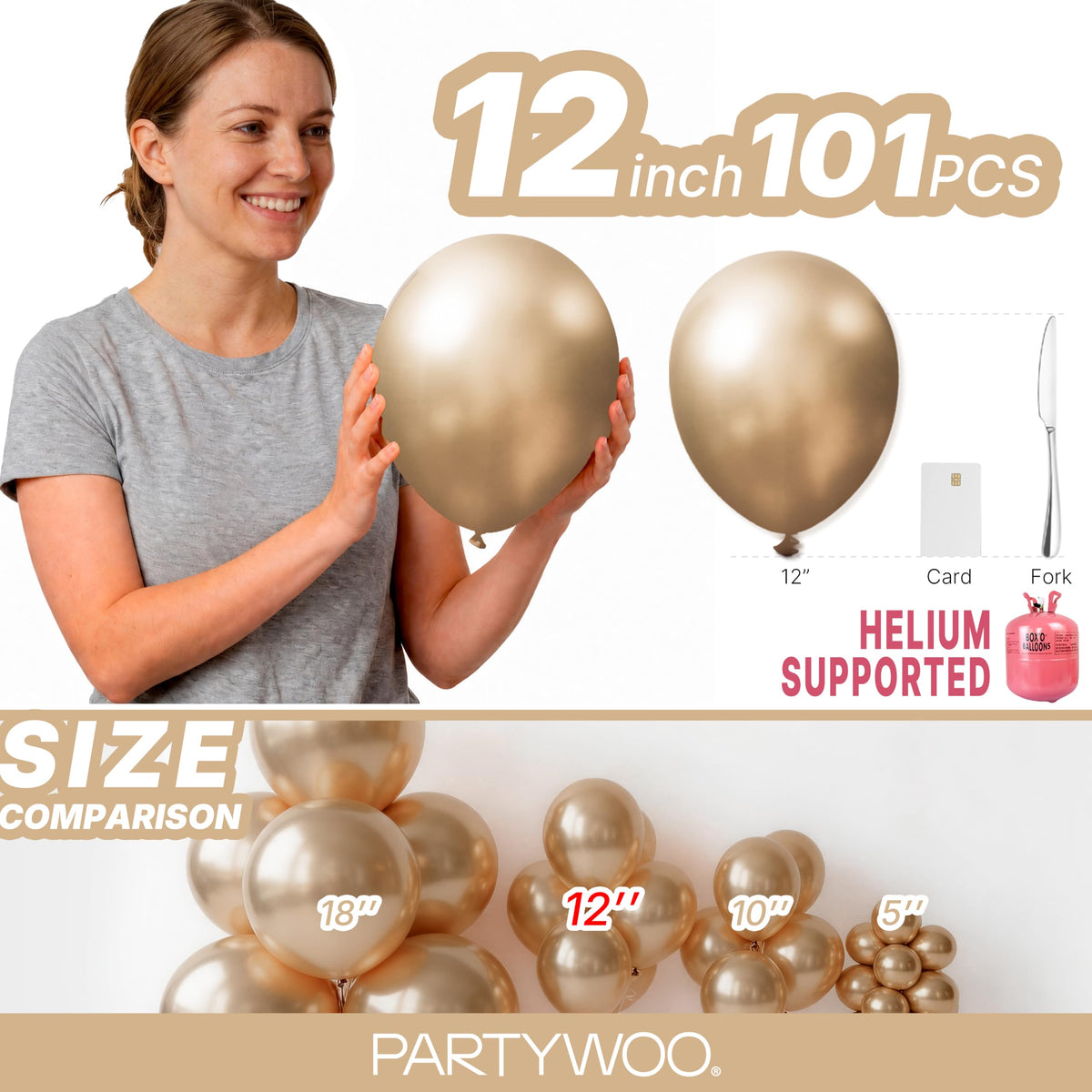PartyWoo Light Blue Balloons 101pcs Baby Pastel Sky Aqua Blue Color 12 Inch