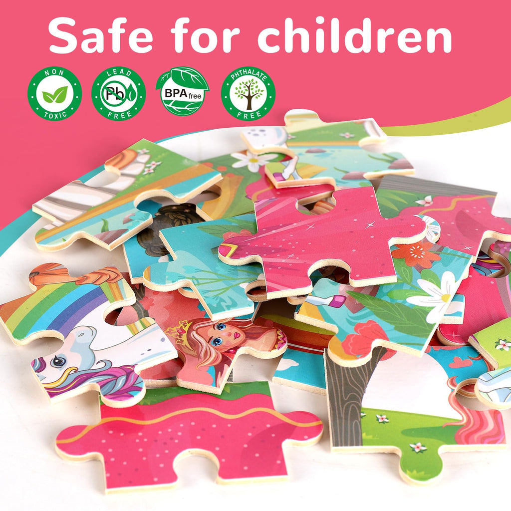 Wooden Puzzles Dinosaur Toys for Kids Ages 3-5, Set of 4 Packs with 20-Piece Wood Jigsaw Puzzles, Preschool Educational Brain Teaser Boards for Boys and Girls 3 4 5 6 Years Old