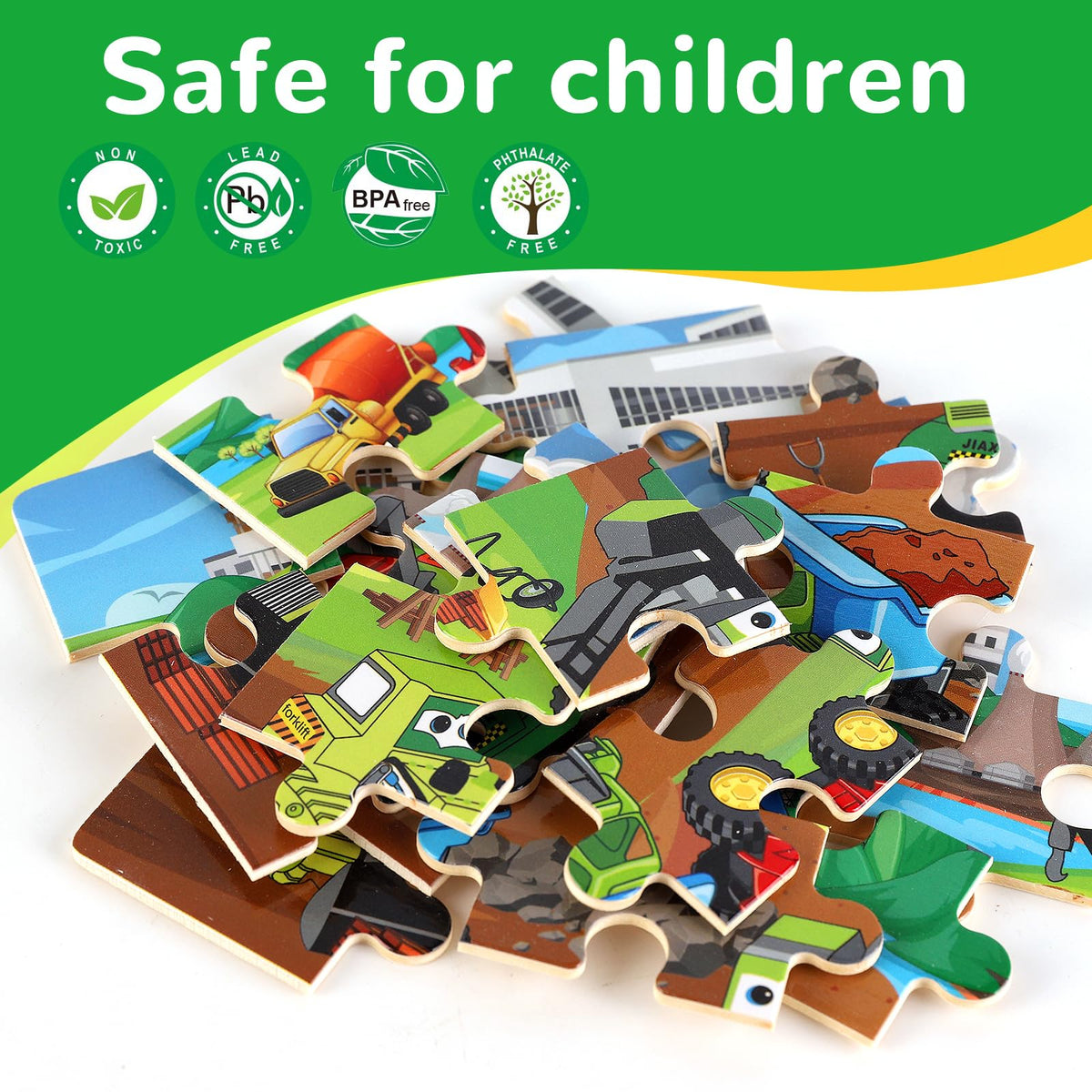 Wooden Puzzles Dinosaur Toys for Kids Ages 3-5, Set of 4 Packs with 20-Piece Wood Jigsaw Puzzles, Preschool Educational Brain Teaser Boards for Boys and Girls 3 4 5 6 Years Old