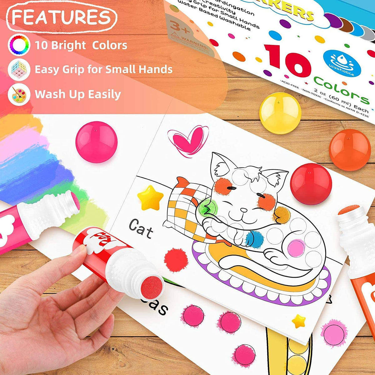 Dot Markers for Toddlers Kids, Bingo Daubers Washable Art Markers 8 Colors
