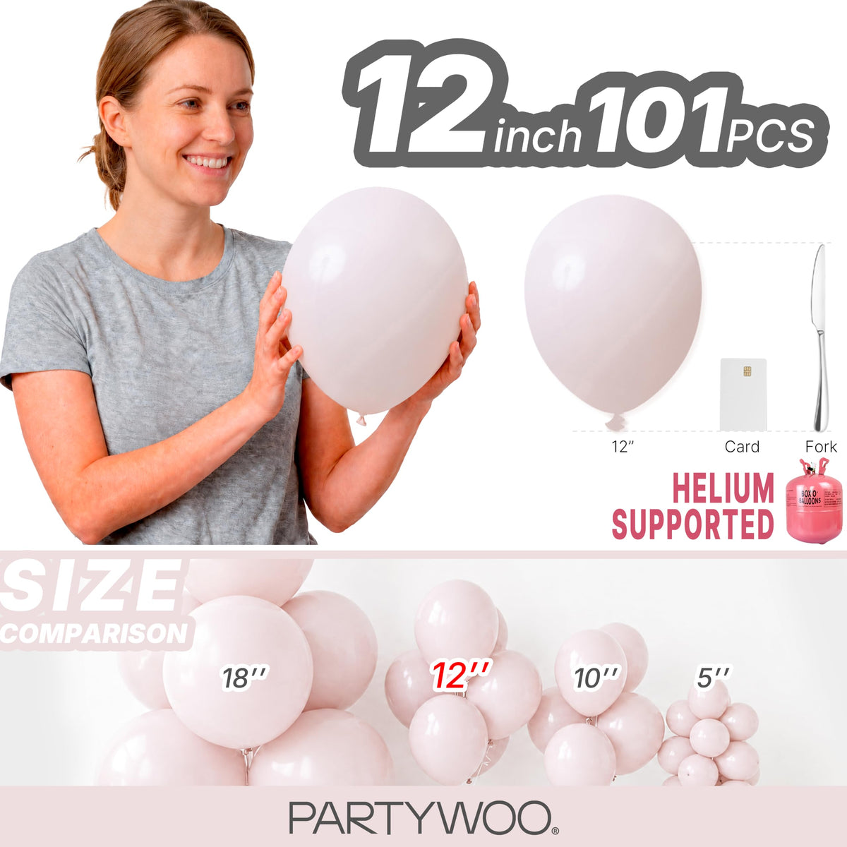 PartyWoo Light Blue Balloons 101pcs Baby Pastel Sky Aqua Blue Color 12 Inch