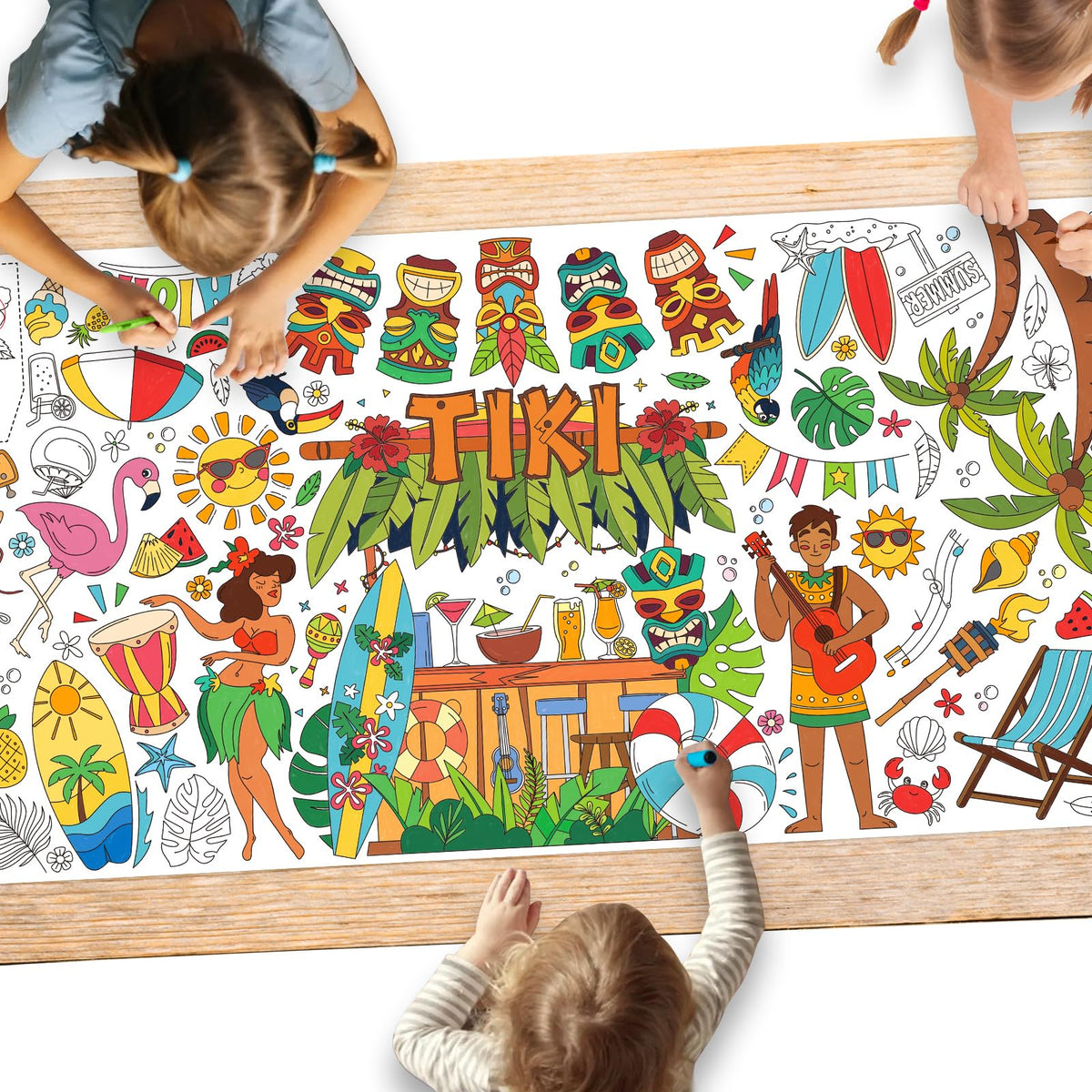 Gatherfun Ramadan Activity Poster & Home Decor - 31.5 x 72 Coloring Banner/Table Cover for Eid Mubarak Decoration, for School Parties & Ramadan Decoration