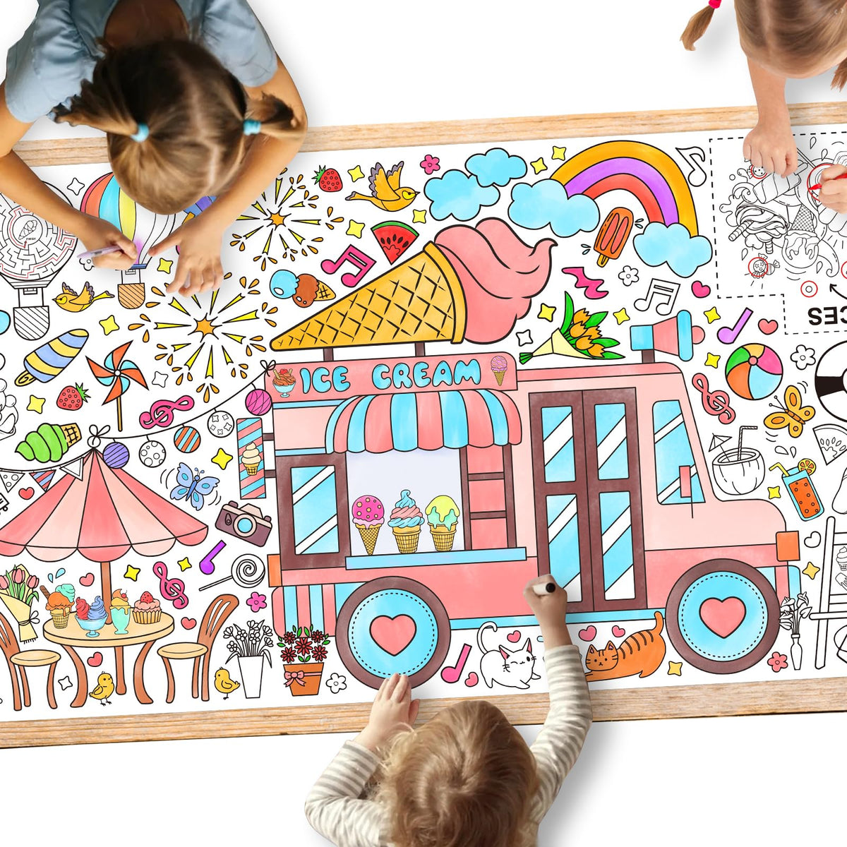 Gatherfun Ramadan Activity Poster & Home Decor - 31.5 x 72 Coloring Banner/Table Cover for Eid Mubarak Decoration, for School Parties & Ramadan Decoration