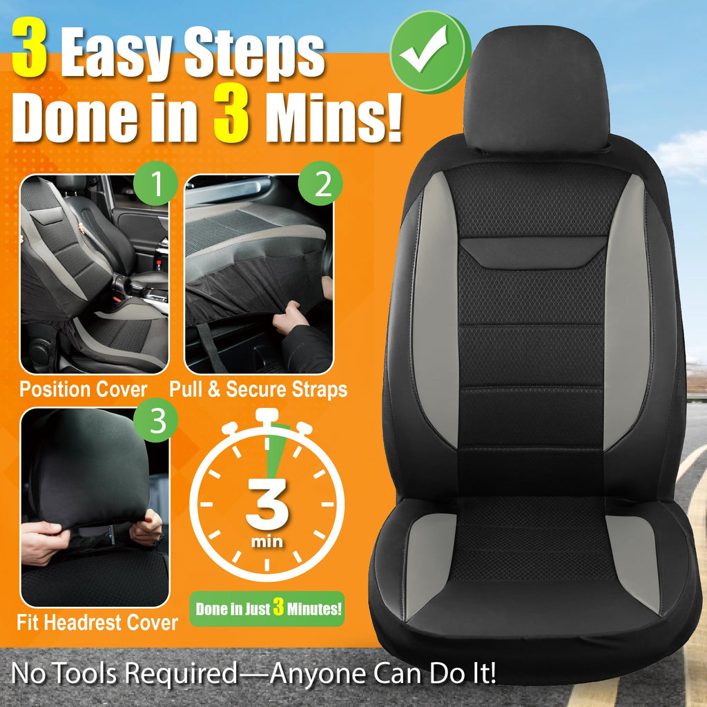 kingphenix 2 Pack Front Leather Car Seat Covers with Memory Foam