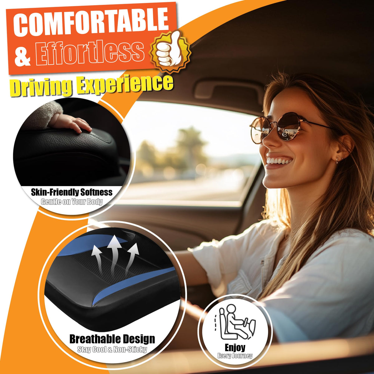 kingphenix 2 Pack Front Leather Car Seat Covers with Memory Foam